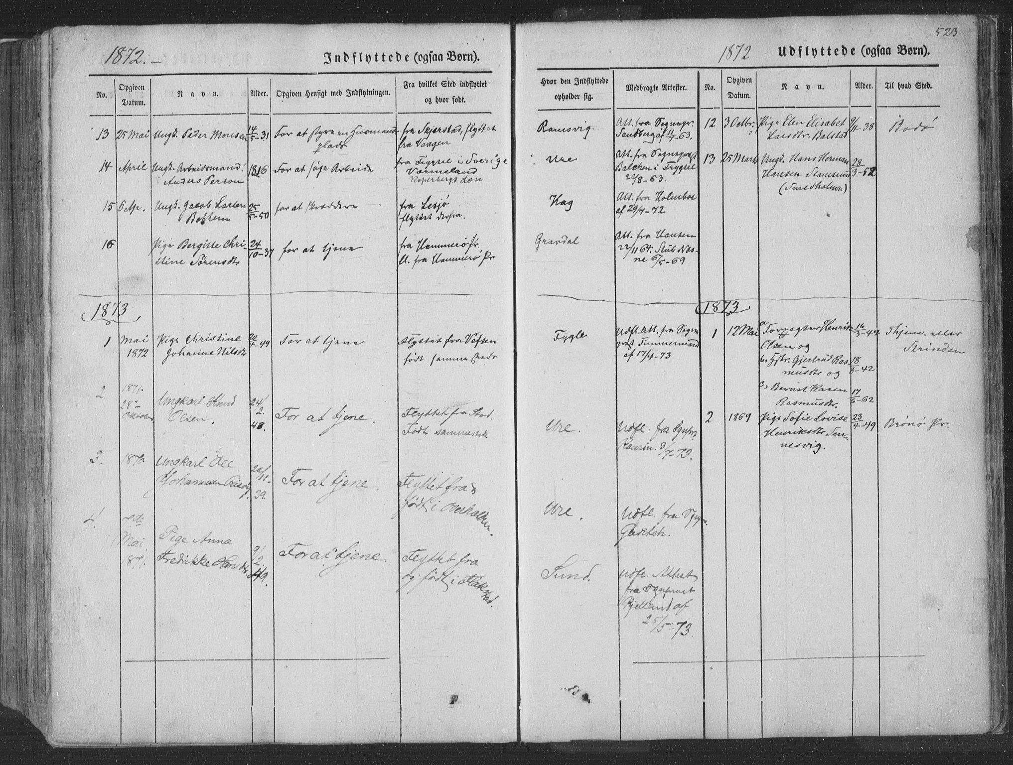 Ministerialprotokoller, klokkerbøker og fødselsregistre - Nordland, AV/SAT-A-1459/881/L1165: Parish register (copy) no. 881C02, 1854-1876, p. 523