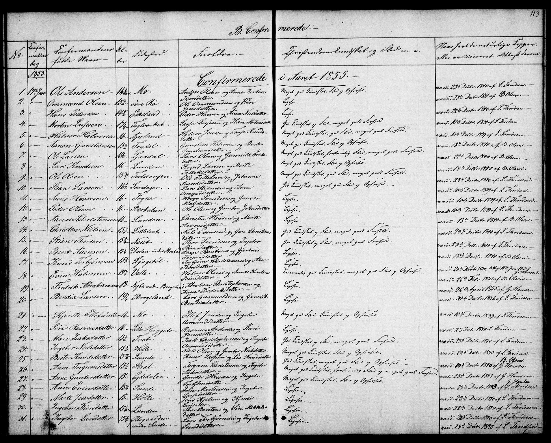 Gjerstad sokneprestkontor, SAK/1111-0014/F/Fa/Faa/L0006: Parish register (official) no. A 6, 1841-1857, p. 113