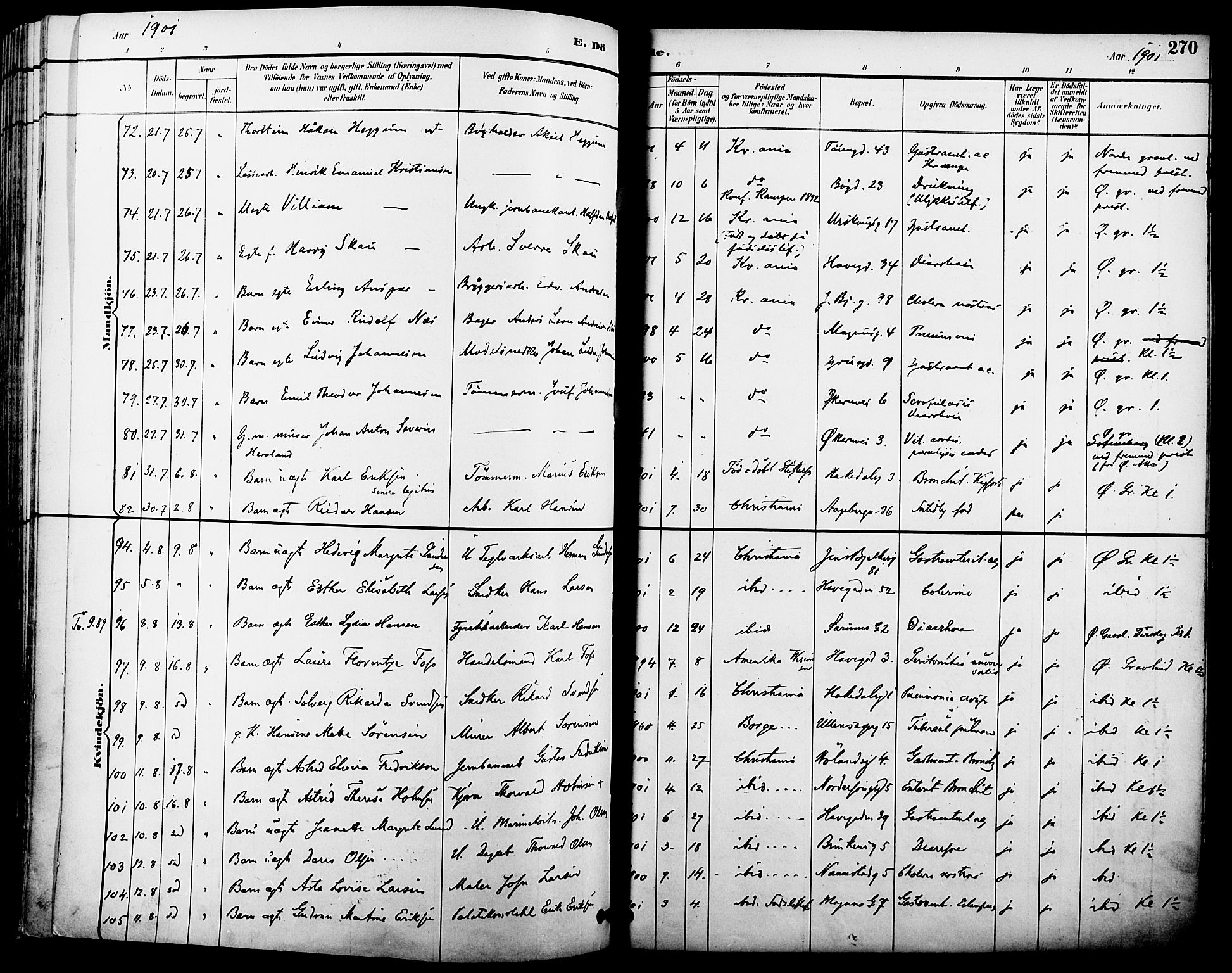 Kampen prestekontor Kirkebøker, AV/SAO-A-10853/F/Fa/L0008: Parish register (official) no. I 8, 1892-1902, p. 270