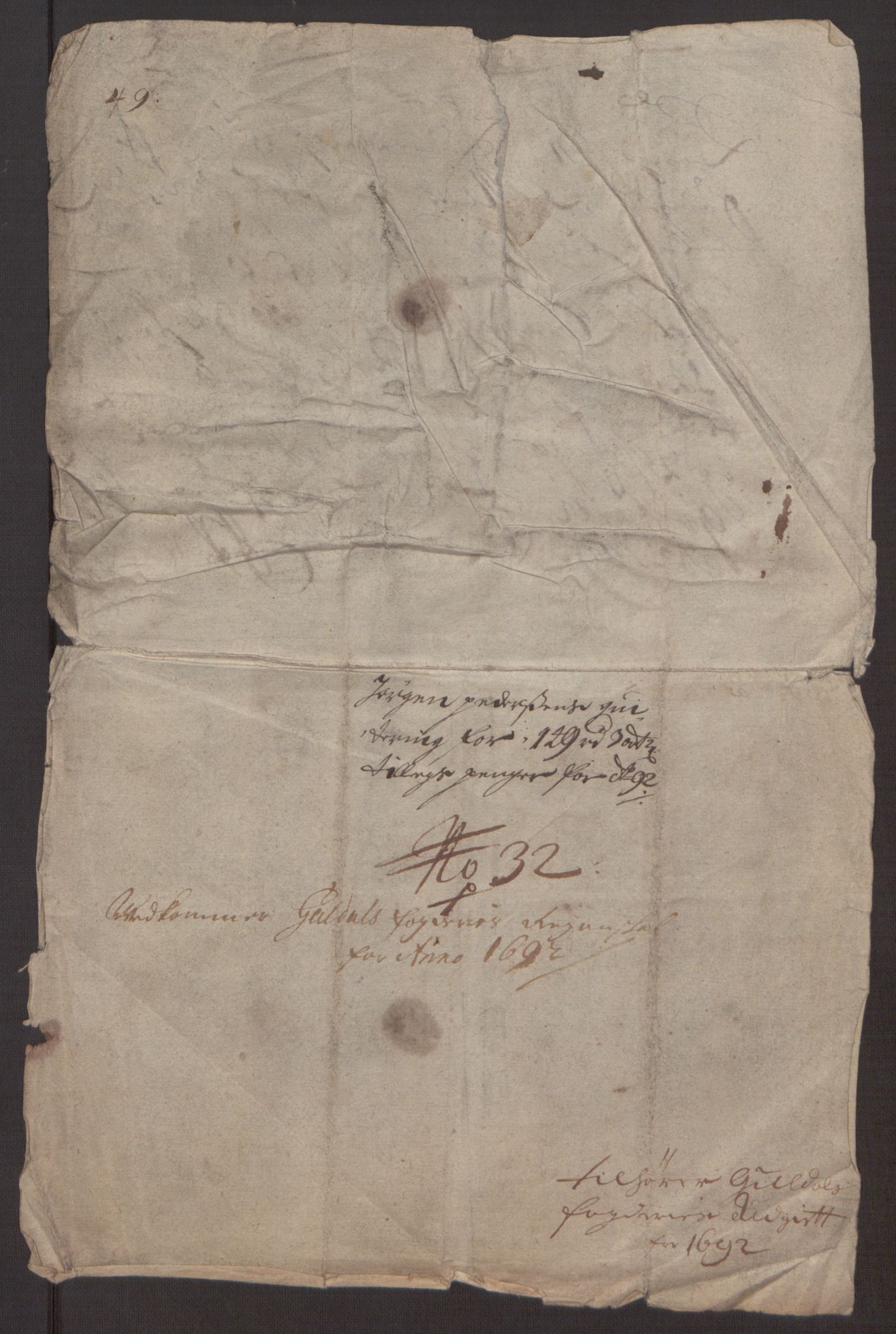 Rentekammeret inntil 1814, Reviderte regnskaper, Fogderegnskap, AV/RA-EA-4092/R59/L3942: Fogderegnskap Gauldal, 1692, p. 299