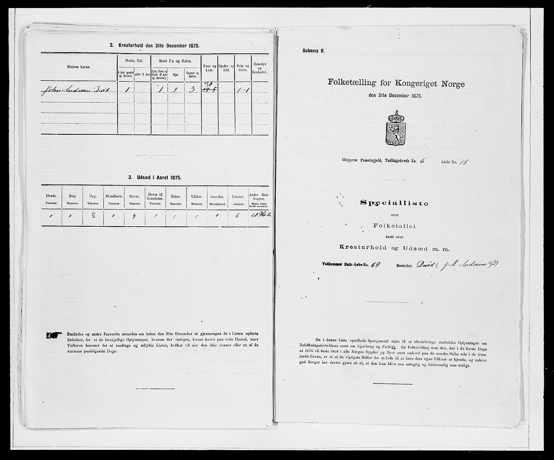 SAB, 1875 Census for 1445P Gloppen, 1875, p. 757