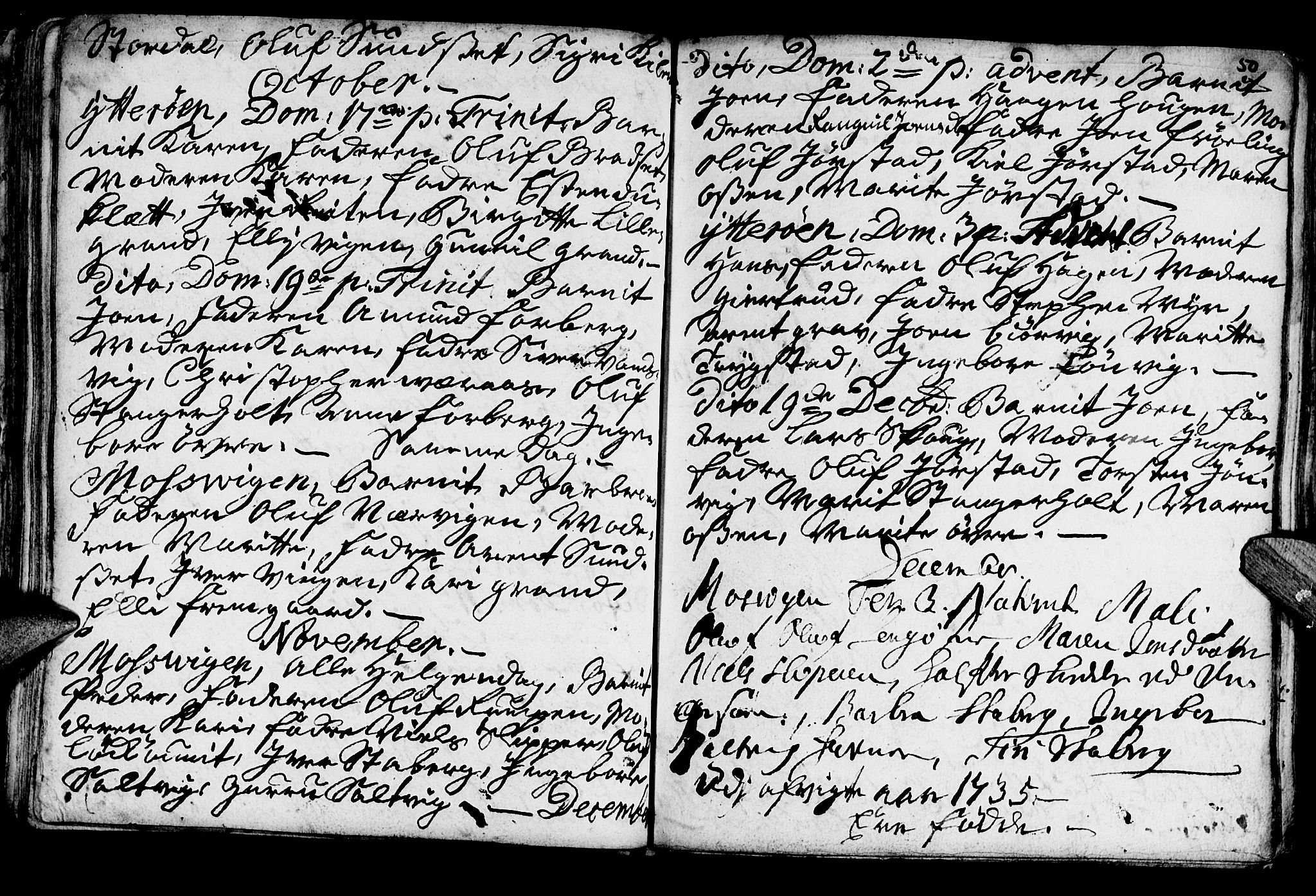 Ministerialprotokoller, klokkerbøker og fødselsregistre - Nord-Trøndelag, SAT/A-1458/722/L0215: Parish register (official) no. 722A02, 1718-1755, p. 50