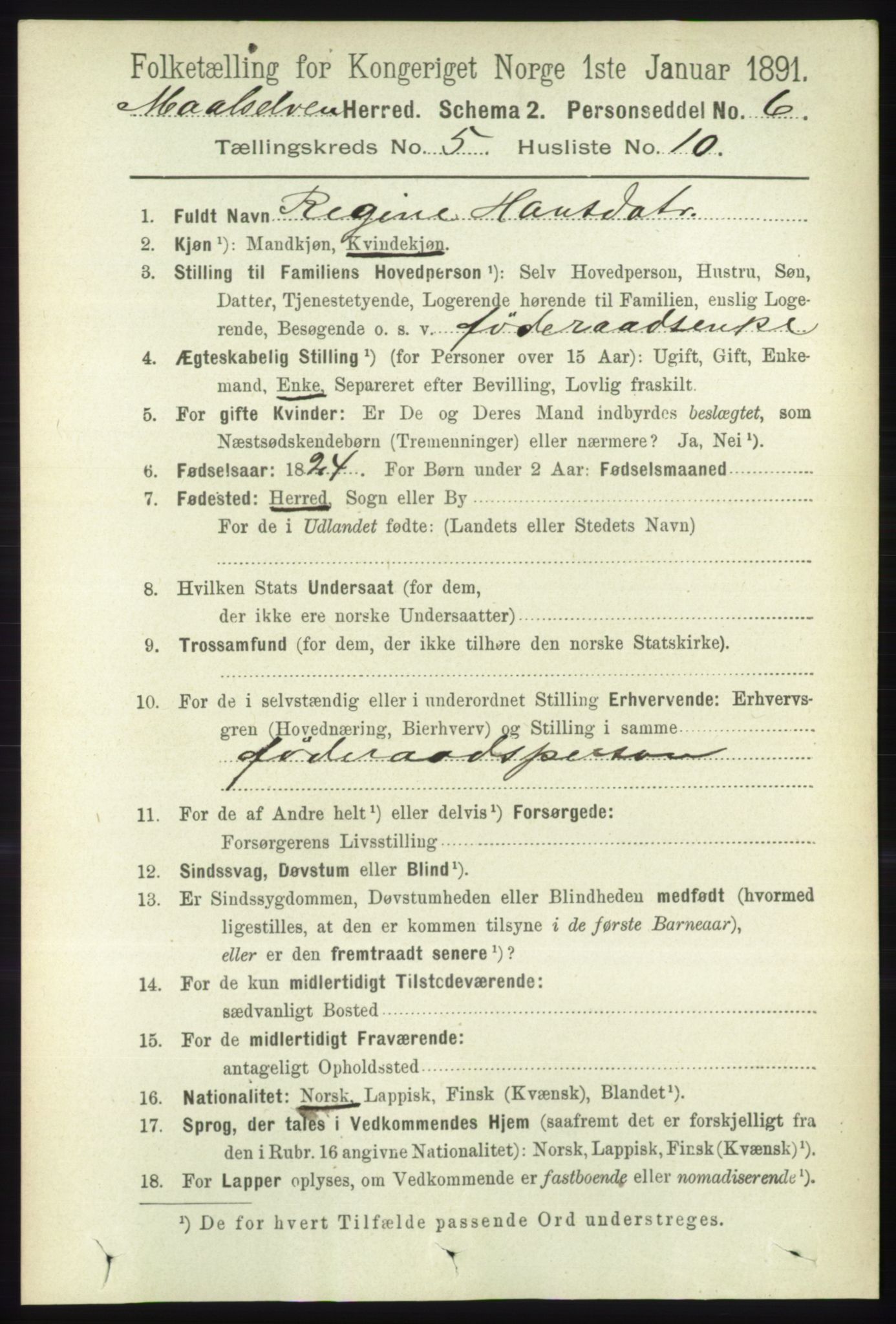 RA, 1891 census for 1924 Målselv, 1891, p. 1693