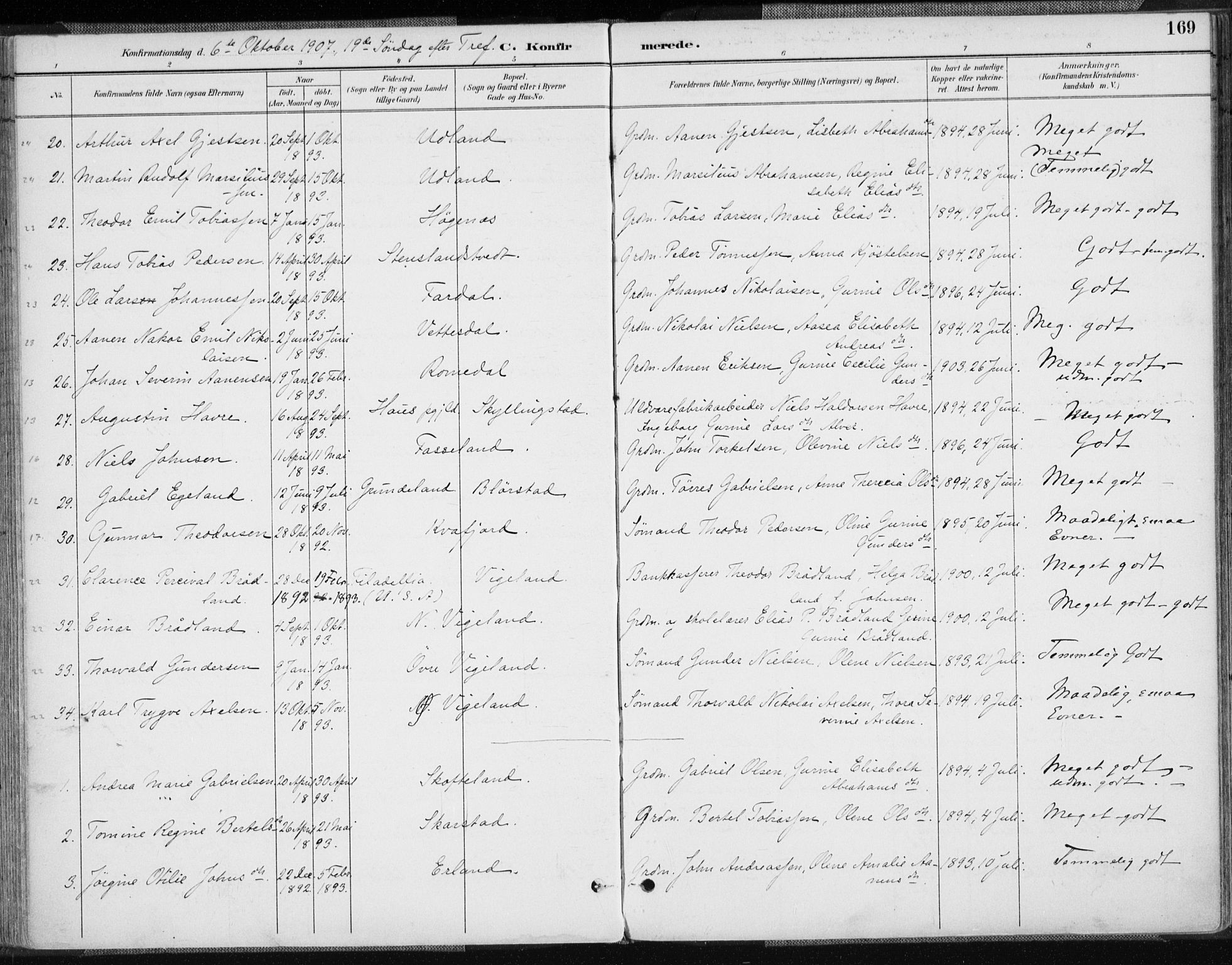 Sør-Audnedal sokneprestkontor, AV/SAK-1111-0039/F/Fa/Fab/L0010: Parish register (official) no. A 10, 1892-1913, p. 170