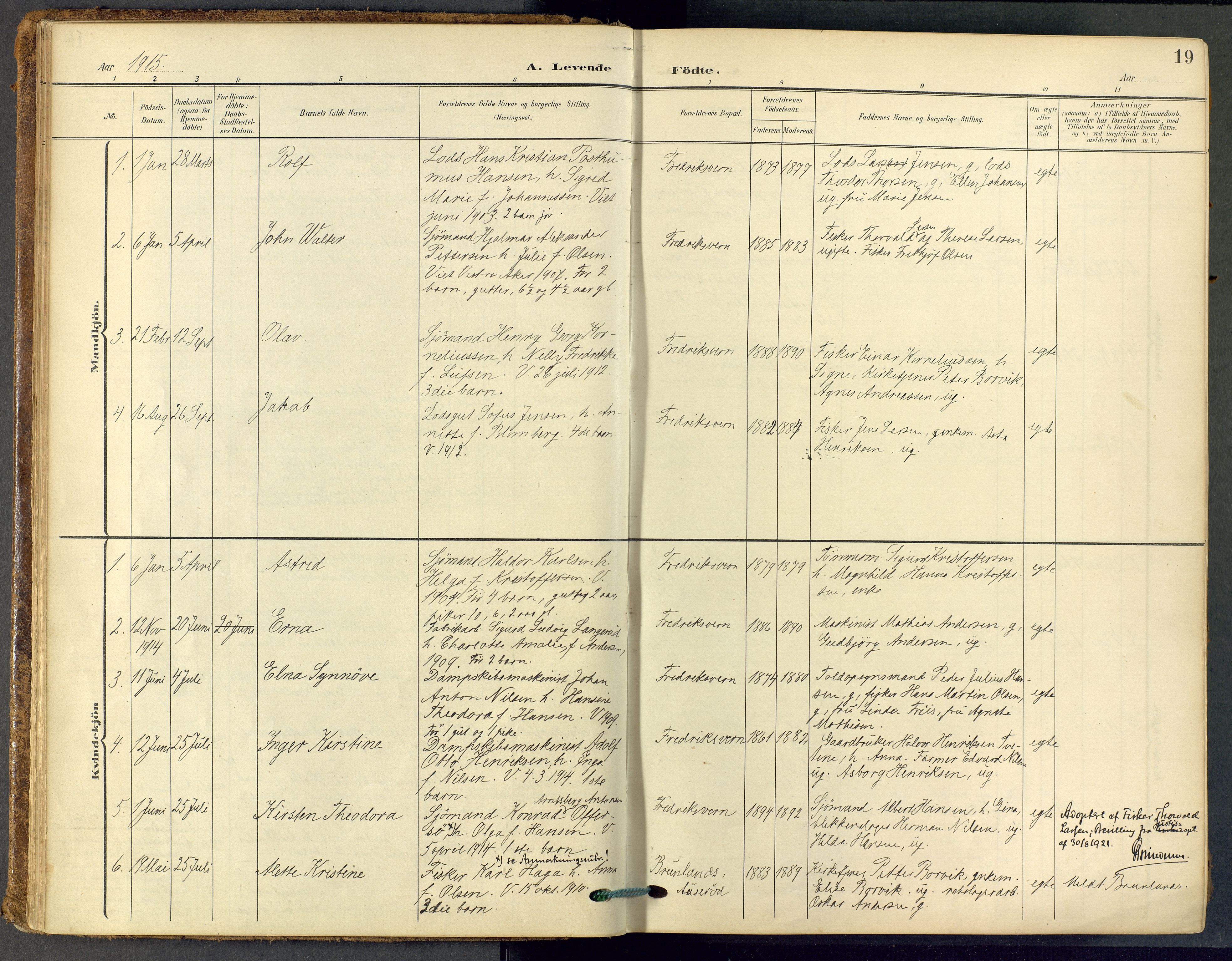 Stavern kirkebøker, SAKO/A-318/F/Fa/L0009: Parish register (official) no. 9, 1906-1955, p. 19