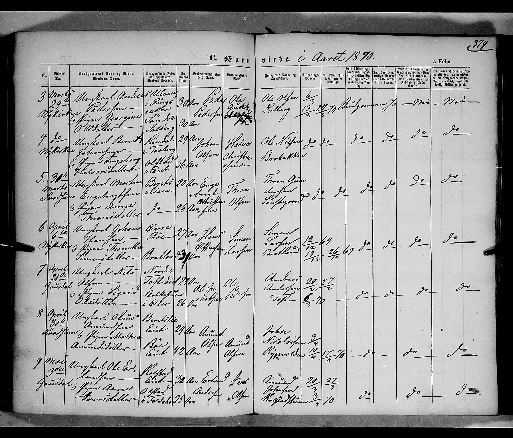 Gausdal prestekontor, SAH/PREST-090/H/Ha/Haa/L0009: Parish register (official) no. 9, 1862-1873, p. 379