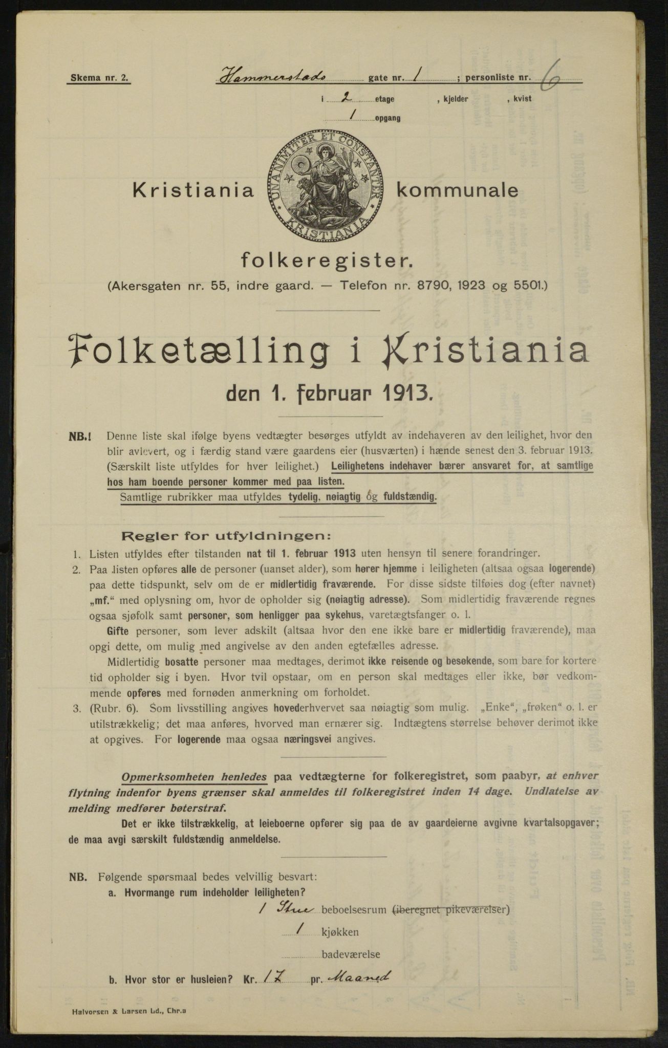 OBA, Municipal Census 1913 for Kristiania, 1913, p. 34587