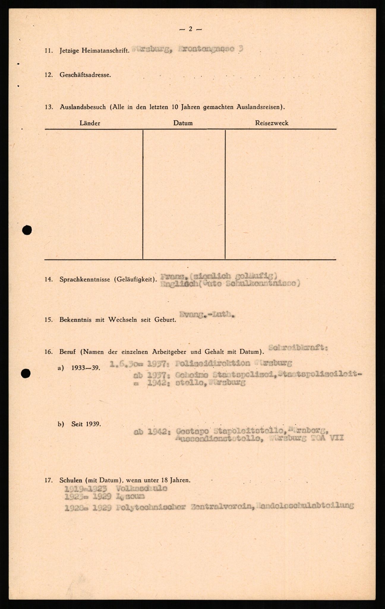 Forsvaret, Forsvarets overkommando II, AV/RA-RAFA-3915/D/Db/L0013: CI Questionaires. Tyske okkupasjonsstyrker i Norge. Tyskere., 1945-1946, p. 313