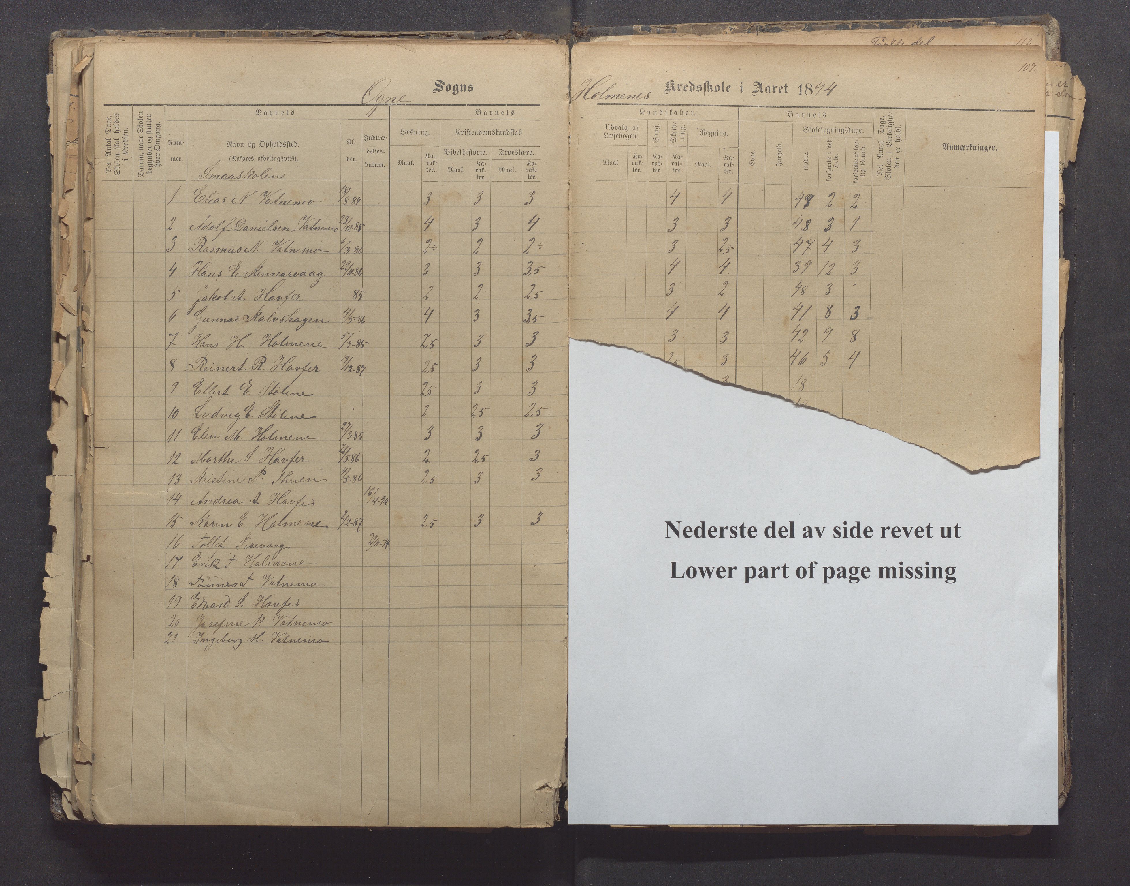 Ogna kommune- Kvalbein skule, IKAR/K-100921/H/L0001: Skuleprotokoll, 1881-1904, p. 107