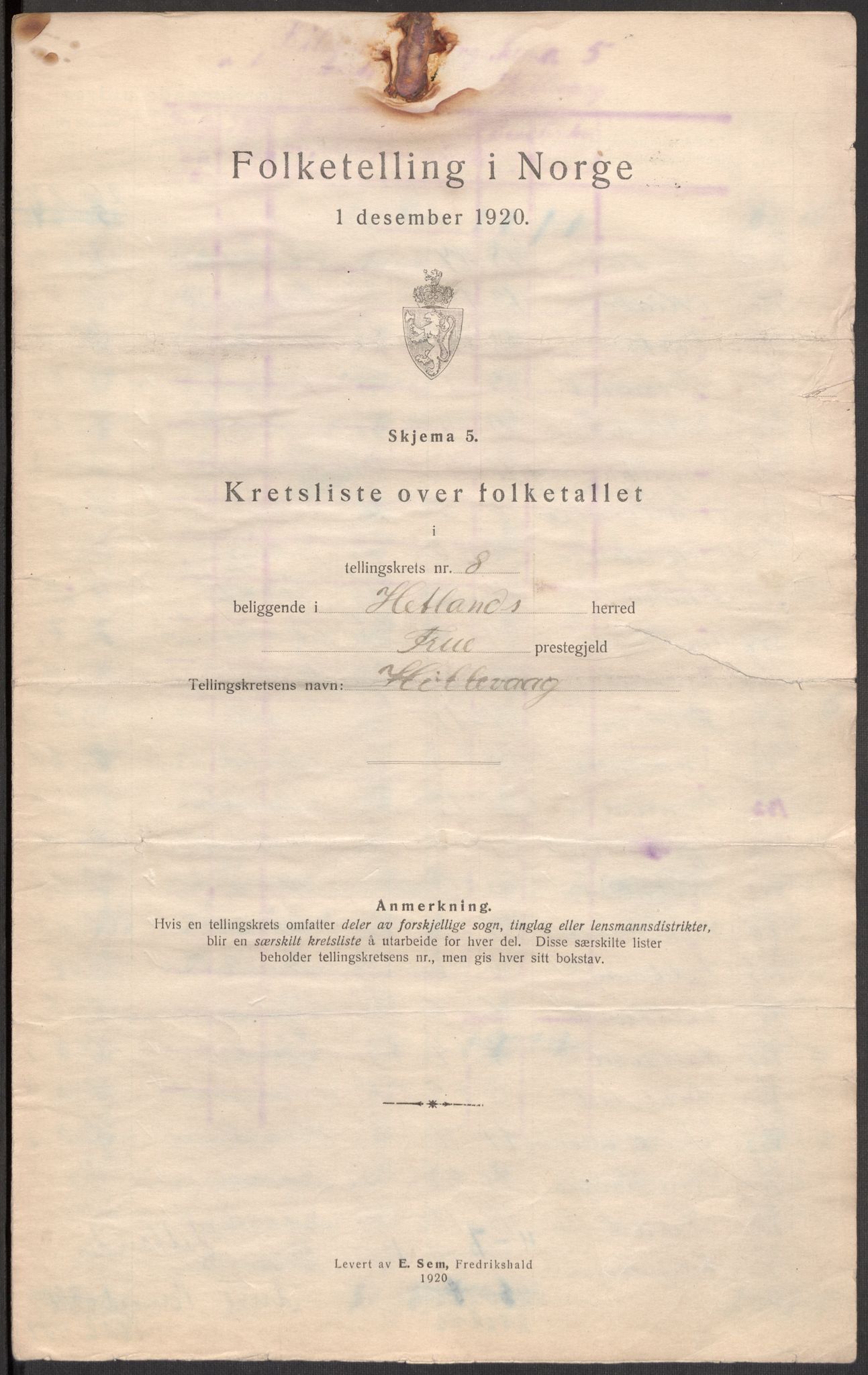 SAST, 1920 census for Hetland, 1920, p. 38