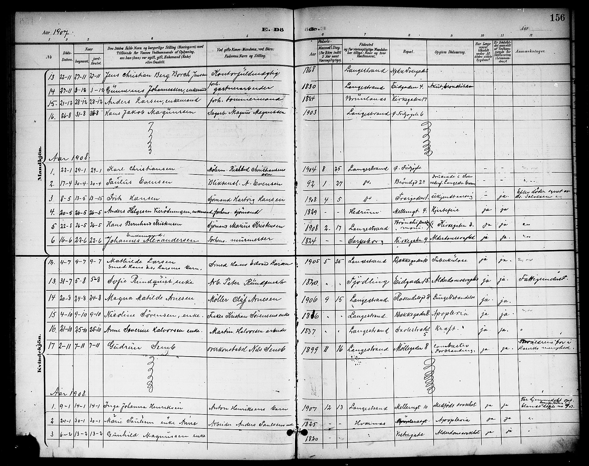 Larvik kirkebøker, AV/SAKO-A-352/G/Gb/L0004: Parish register (copy) no. II 4, 1899-1919, p. 156