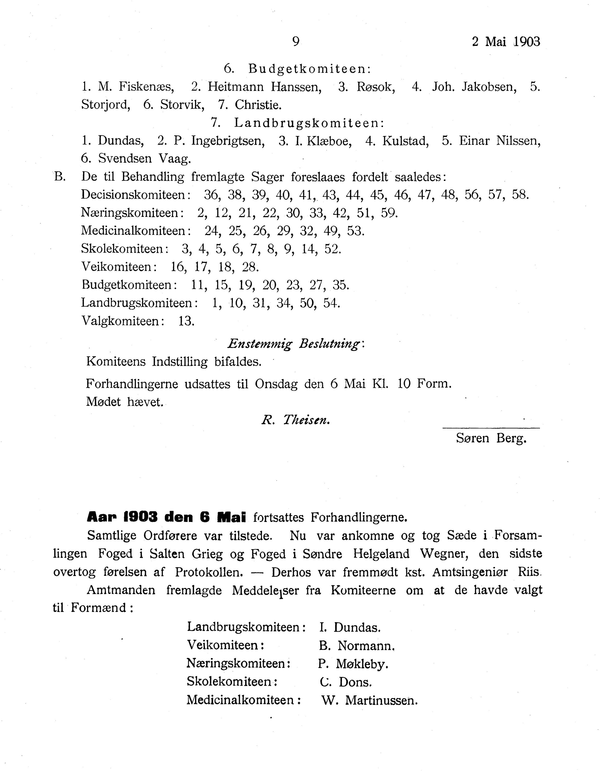 Nordland Fylkeskommune. Fylkestinget, AIN/NFK-17/176/A/Ac/L0026: Fylkestingsforhandlinger 1903, 1903, p. 9