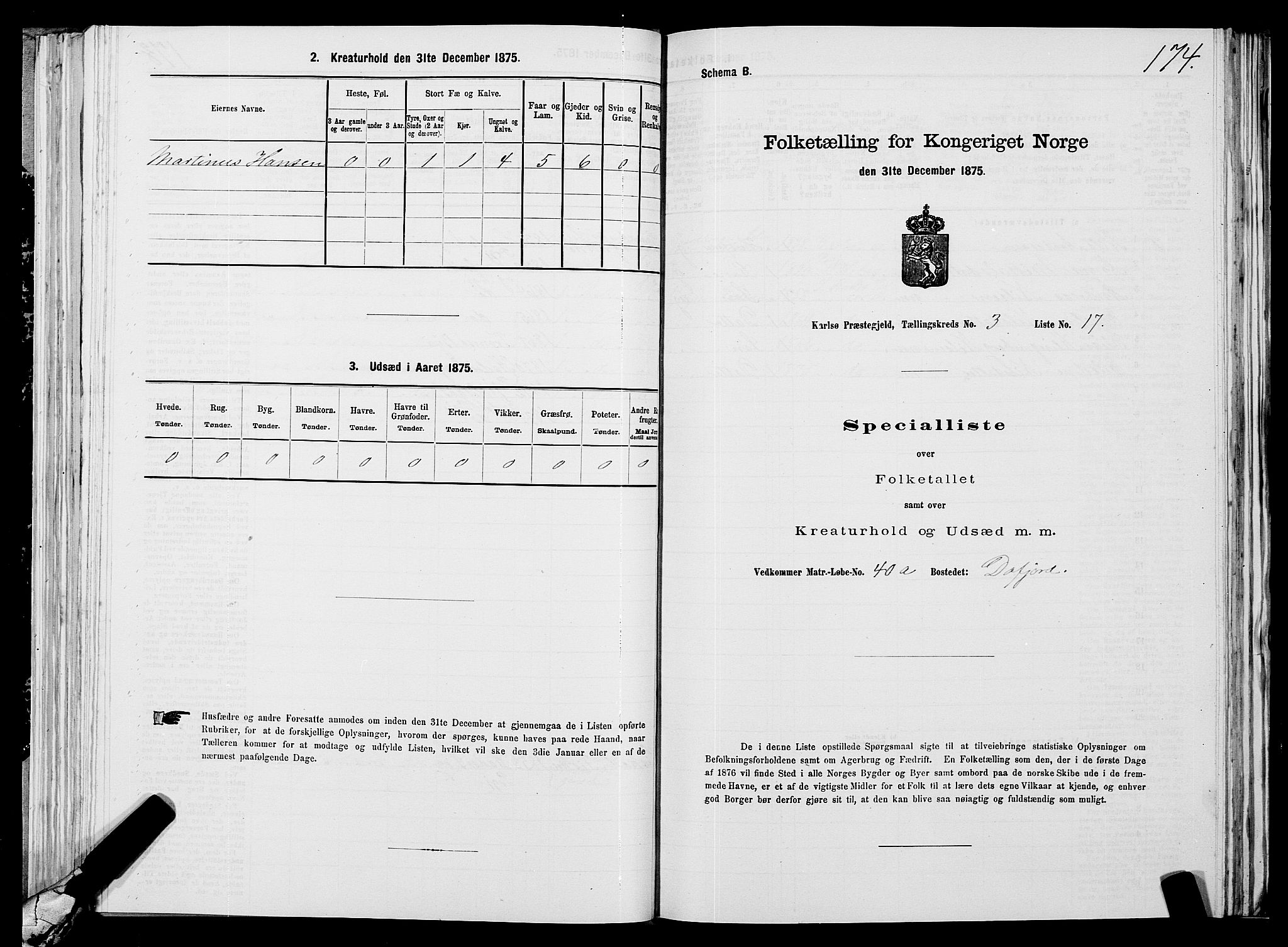 SATØ, 1875 census for 1936P Karlsøy, 1875, p. 2174