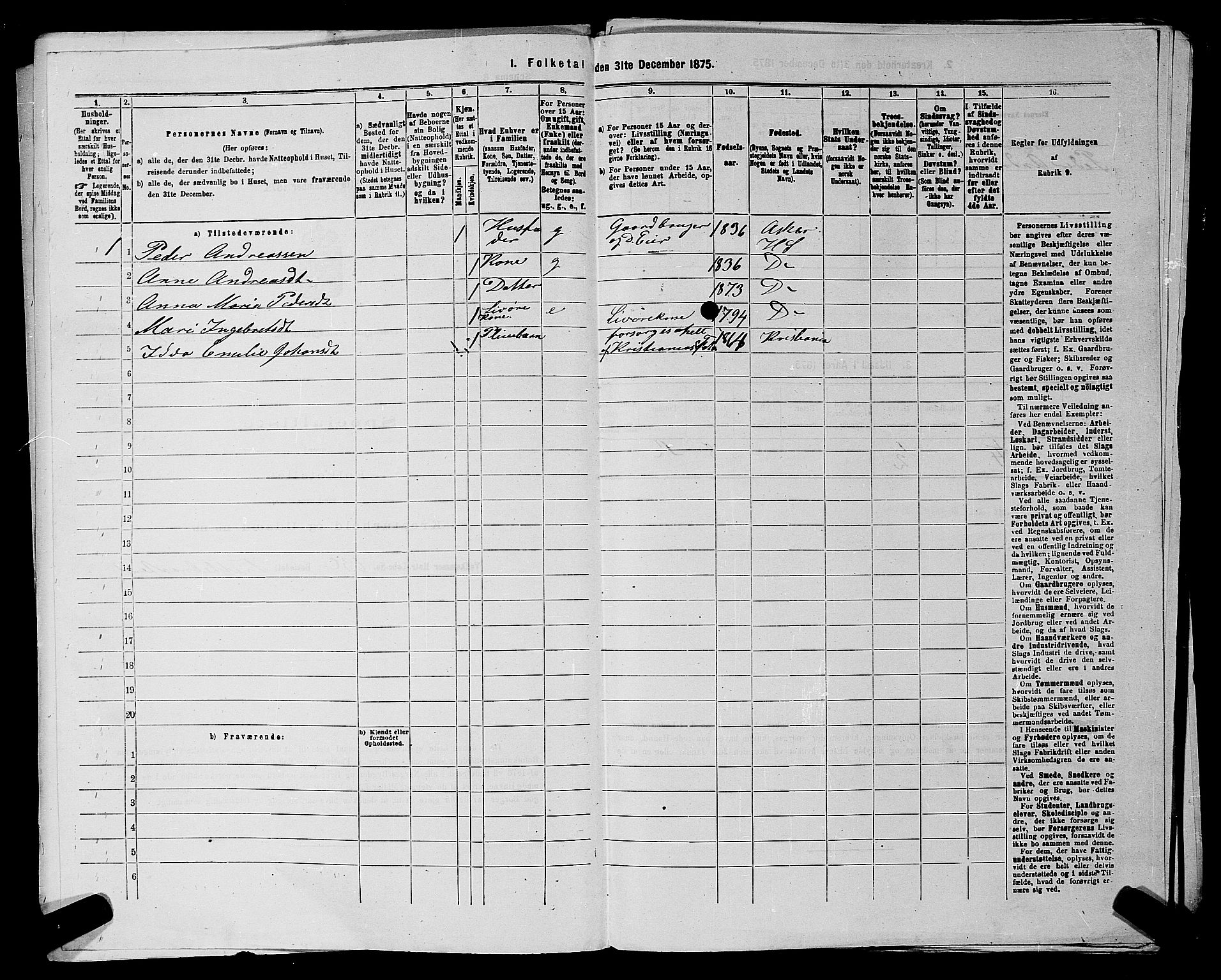 RA, 1875 census for 0220P Asker, 1875, p. 2822