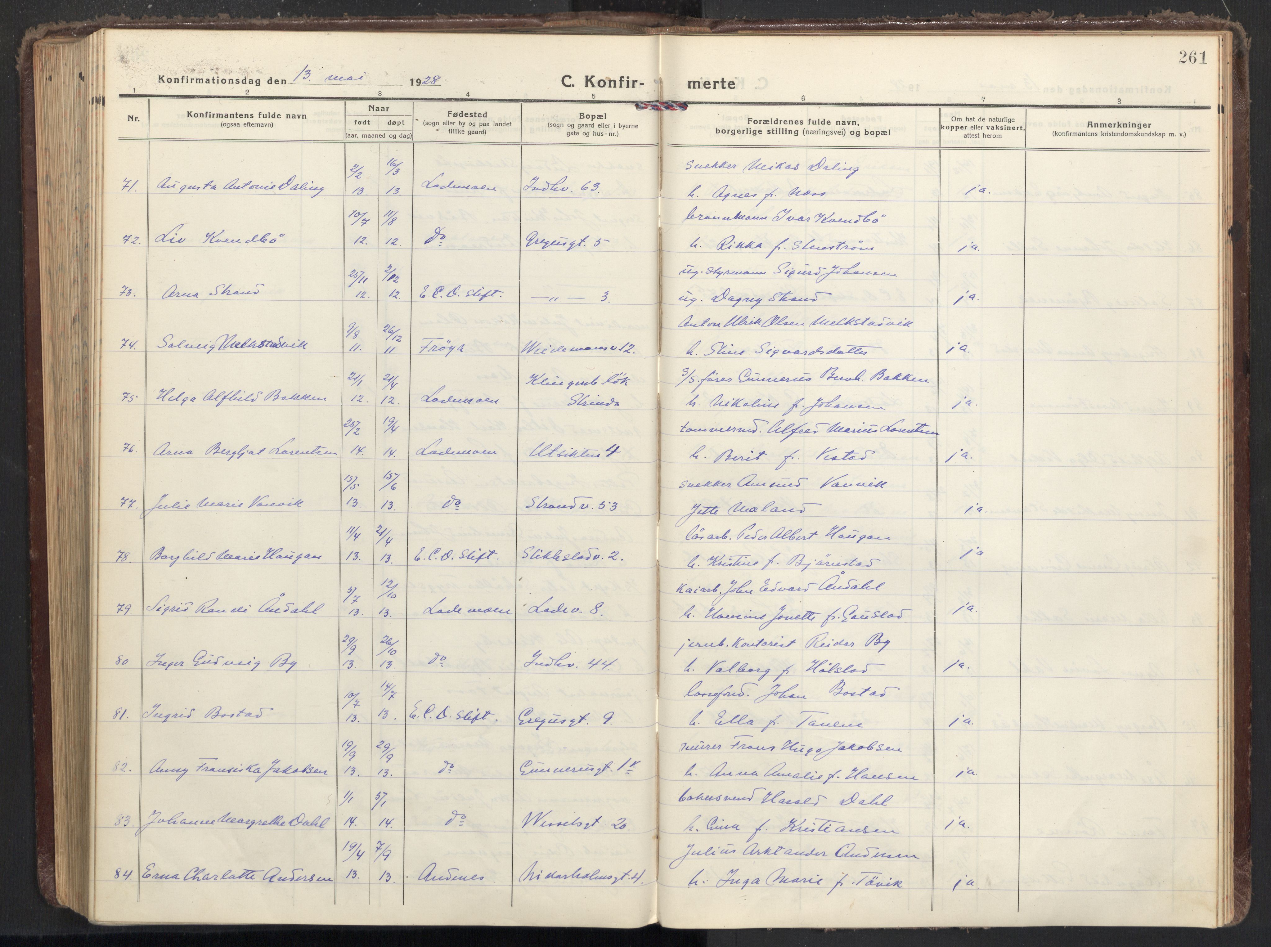 Ministerialprotokoller, klokkerbøker og fødselsregistre - Sør-Trøndelag, AV/SAT-A-1456/605/L0247: Parish register (official) no. 605A09, 1918-1930, p. 261