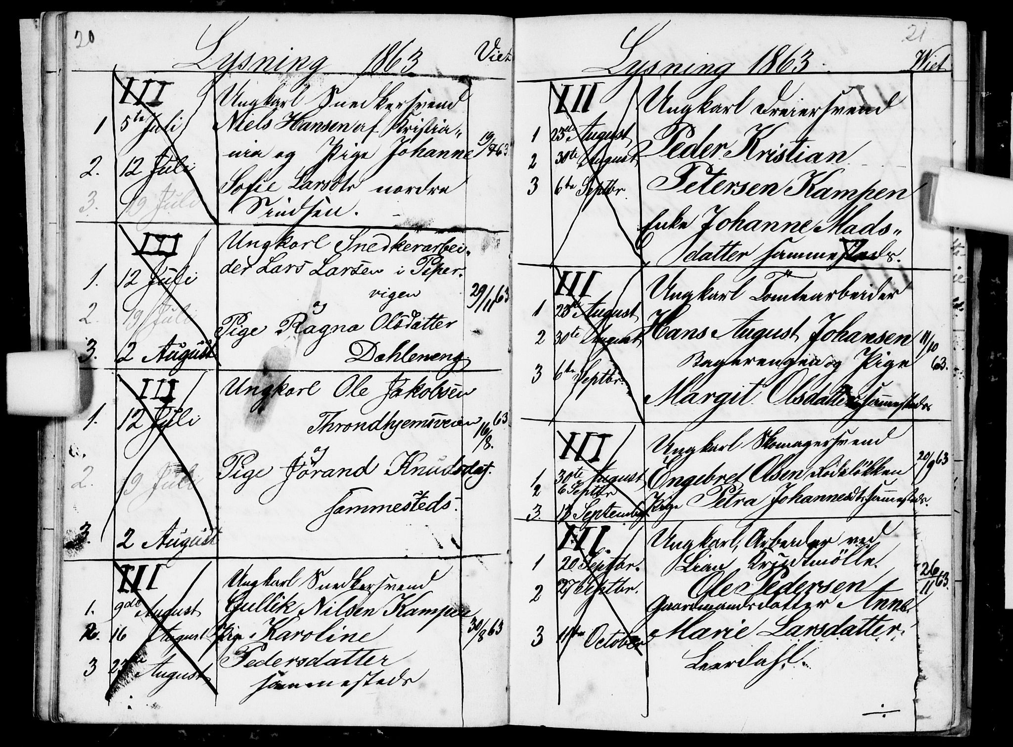 Østre Aker prestekontor Kirkebøker, AV/SAO-A-10840/H/Ha/L0002: Banns register no. I 2, 1861-1872, p. 20-21