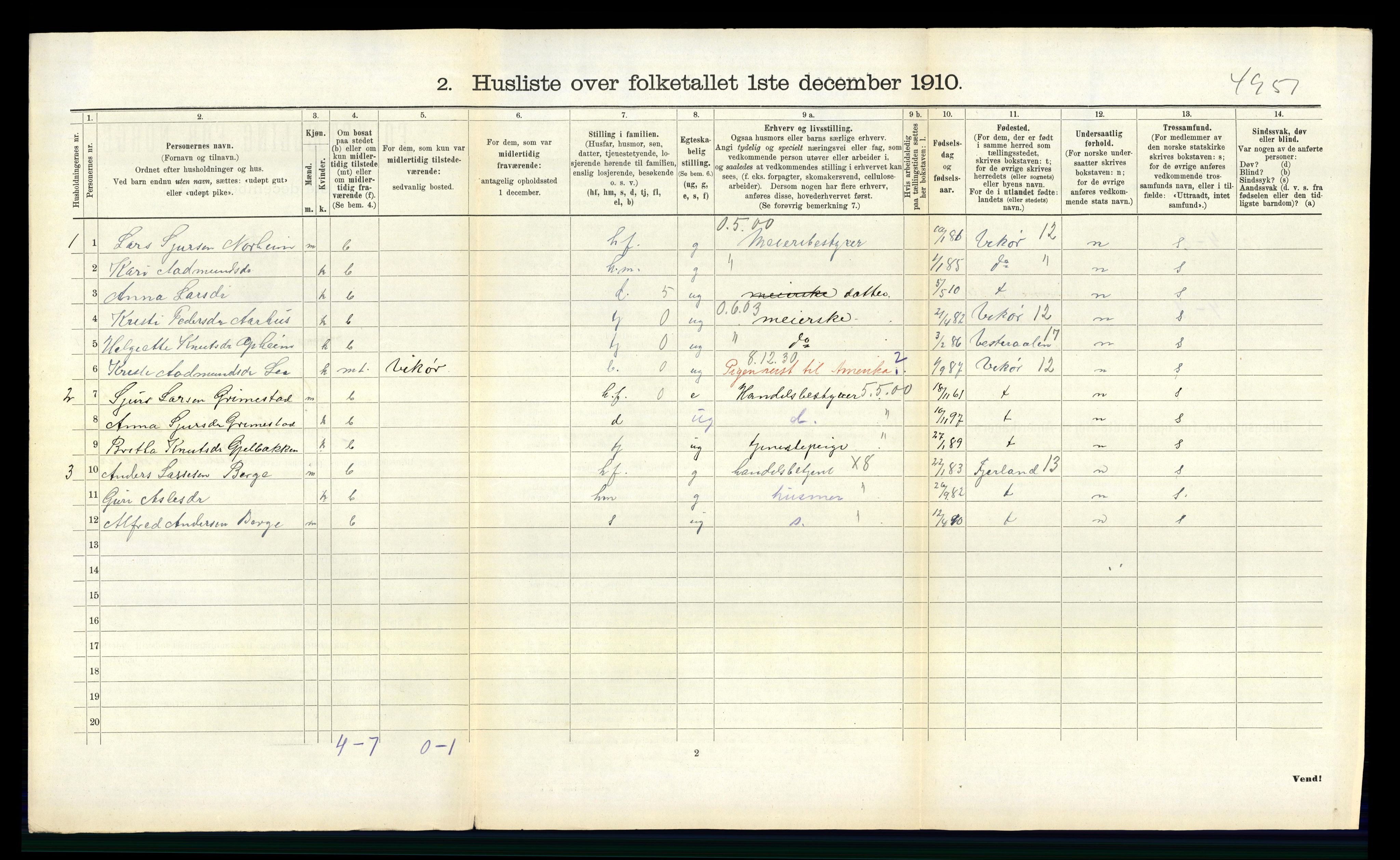 RA, 1910 census for Voss, 1910, p. 179