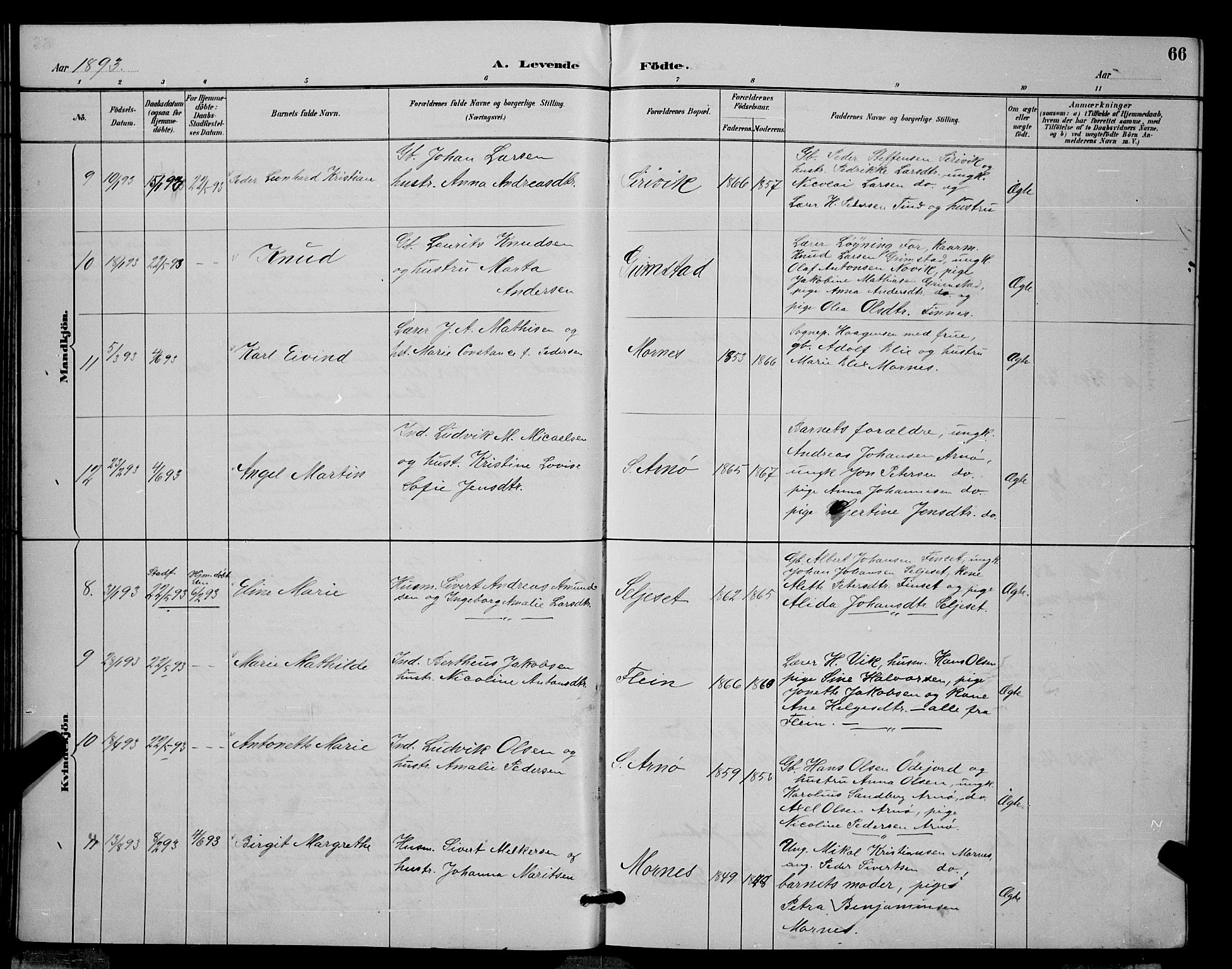 Ministerialprotokoller, klokkerbøker og fødselsregistre - Nordland, AV/SAT-A-1459/805/L0108: Parish register (copy) no. 805C04, 1885-1899, p. 66