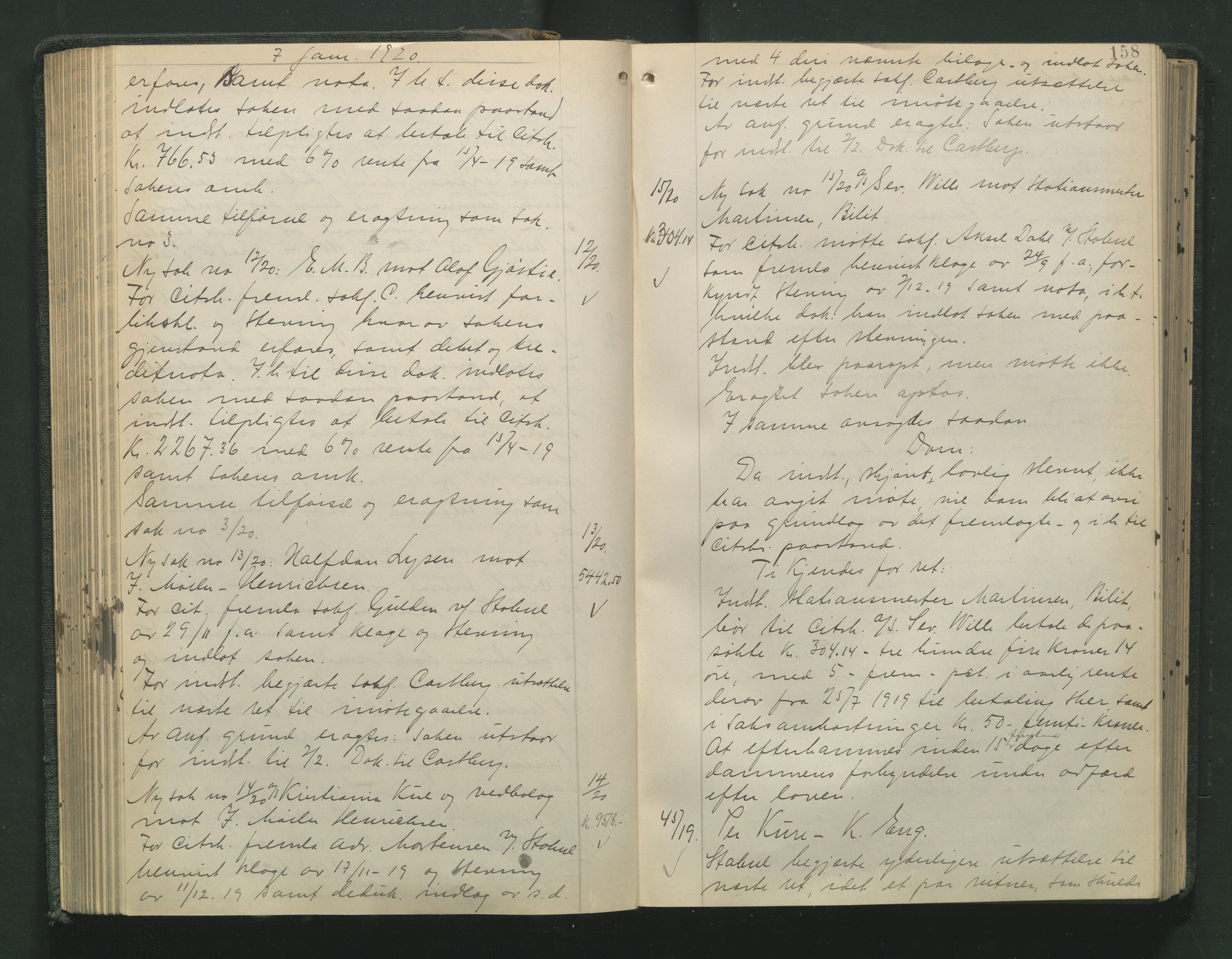 Toten tingrett, AV/SAH-TING-006/G/Gb/Gba/L0066: Tingbok, 1919-1921, p. 157b-158a