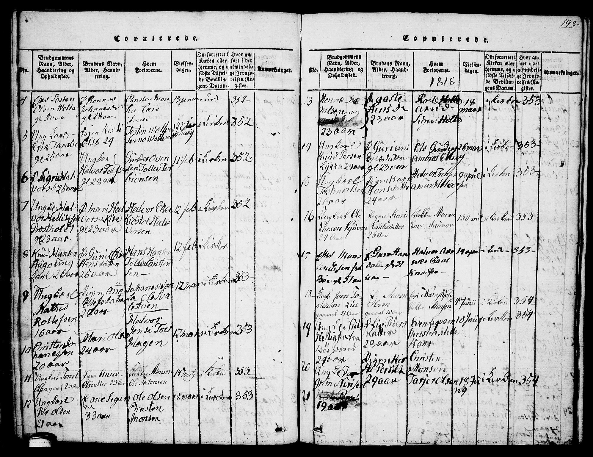 Sauherad kirkebøker, AV/SAKO-A-298/G/Ga/L0001: Parish register (copy) no. I 1, 1815-1827, p. 198