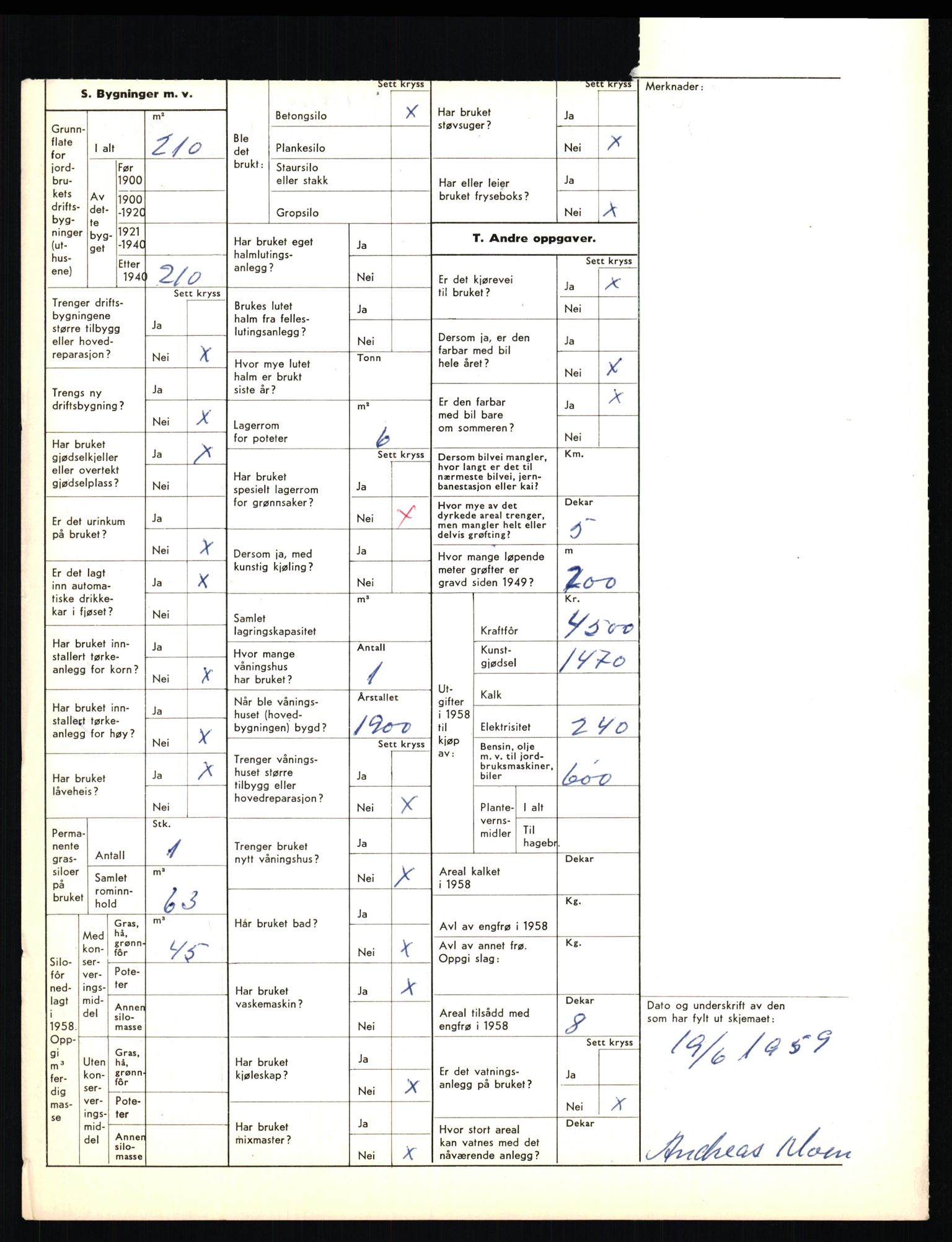 Statistisk sentralbyrå, Næringsøkonomiske emner, Jordbruk, skogbruk, jakt, fiske og fangst, AV/RA-S-2234/G/Gd/L0656: Troms: 1924 Målselv (kl. 0-3) og 1925 Sørreisa, 1959, p. 2158