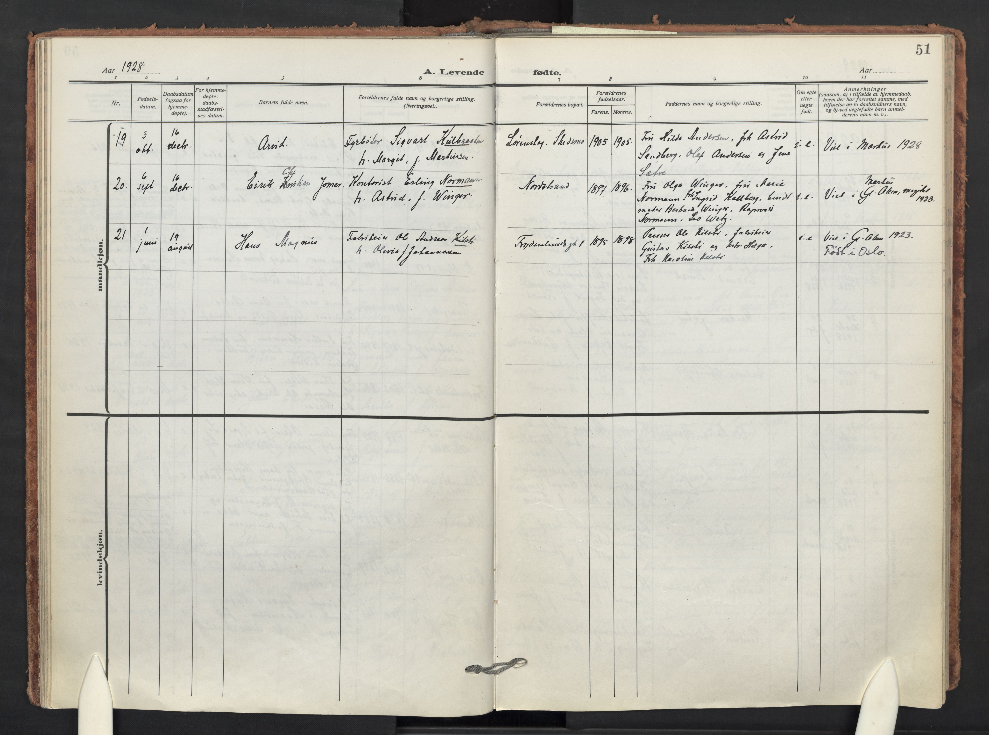 Markus prestekontor Kirkebøker, AV/SAO-A-10830/F/L0001: Parish register (official) no. 1, 1917-1945, p. 51