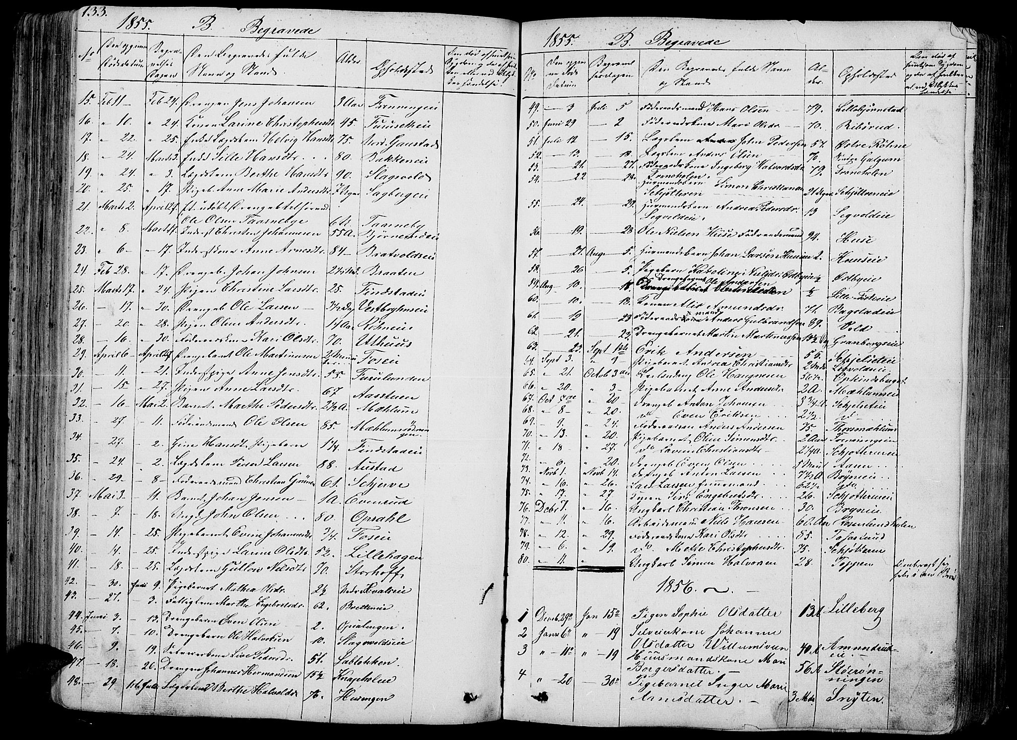 Romedal prestekontor, SAH/PREST-004/L/L0009: Parish register (copy) no. 9, 1846-1866, p. 133