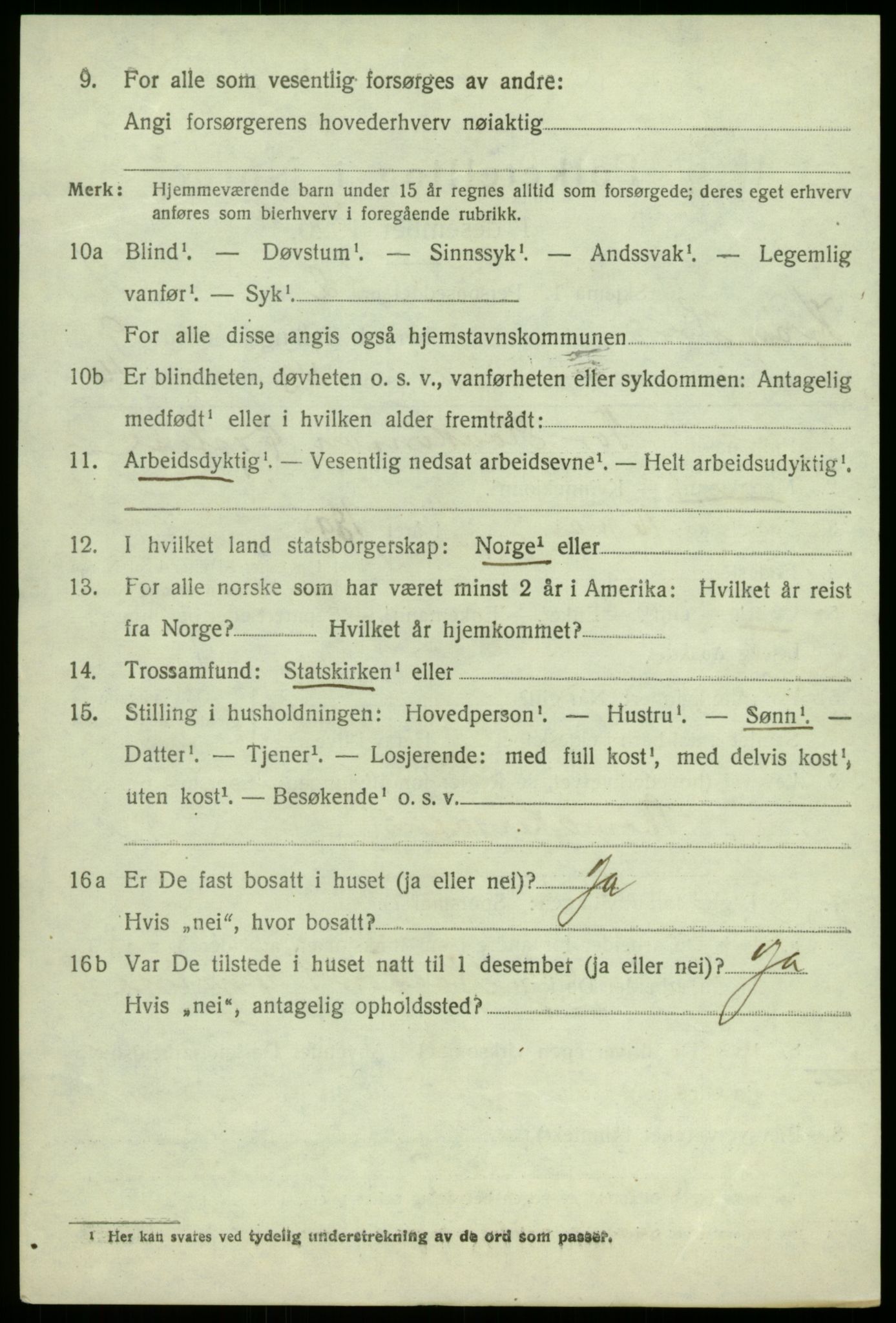 SAB, 1920 census for Kvam, 1920, p. 6316