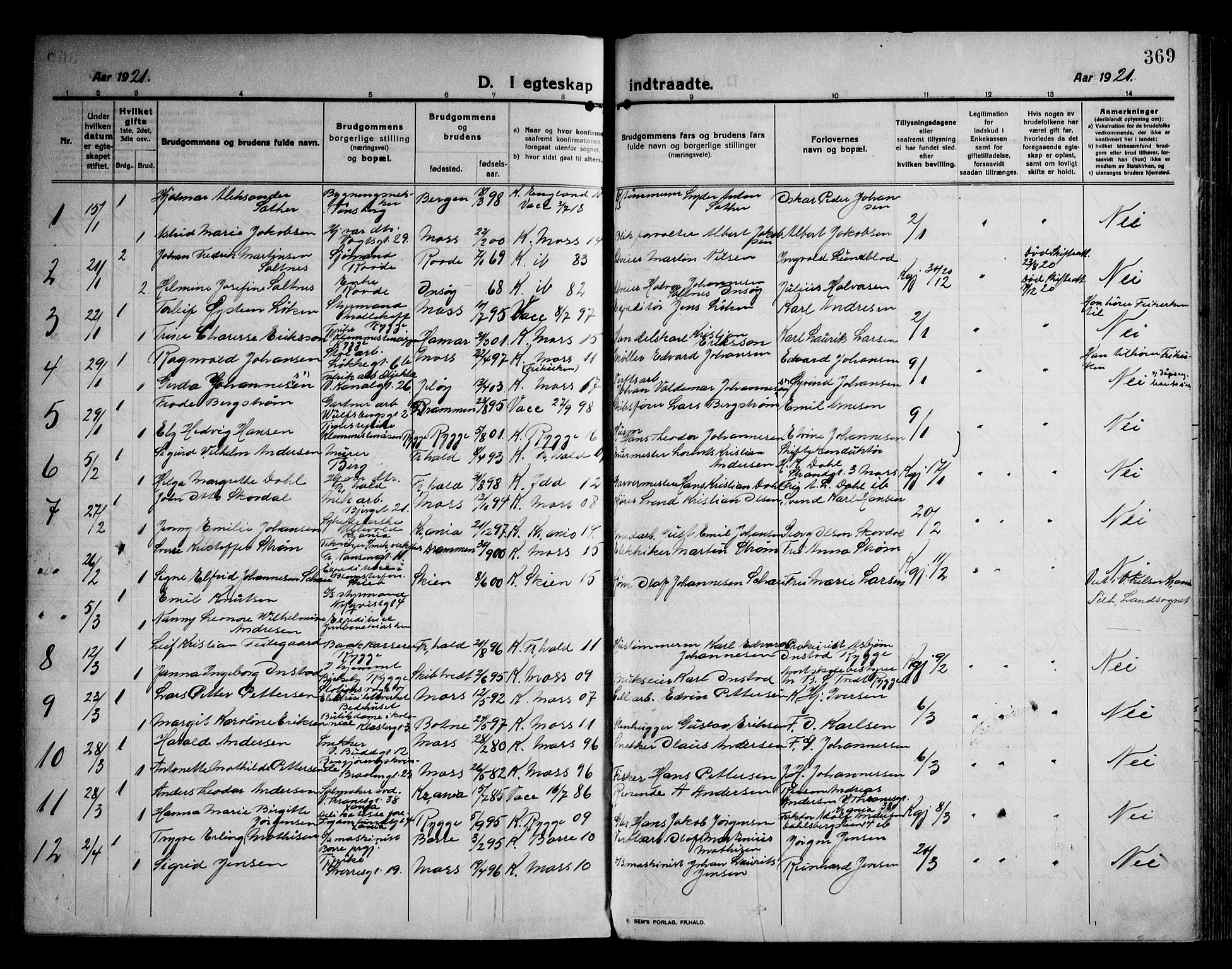 Moss prestekontor Kirkebøker, AV/SAO-A-2003/F/Fb/L0005: Parish register (official) no. II 5, 1913-1923, p. 369