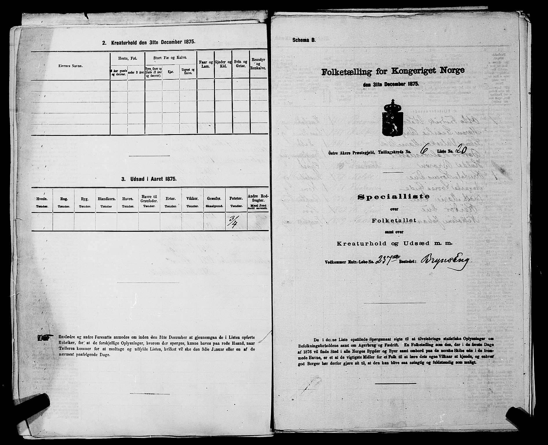 RA, 1875 census for 0218bP Østre Aker, 1875, p. 2964