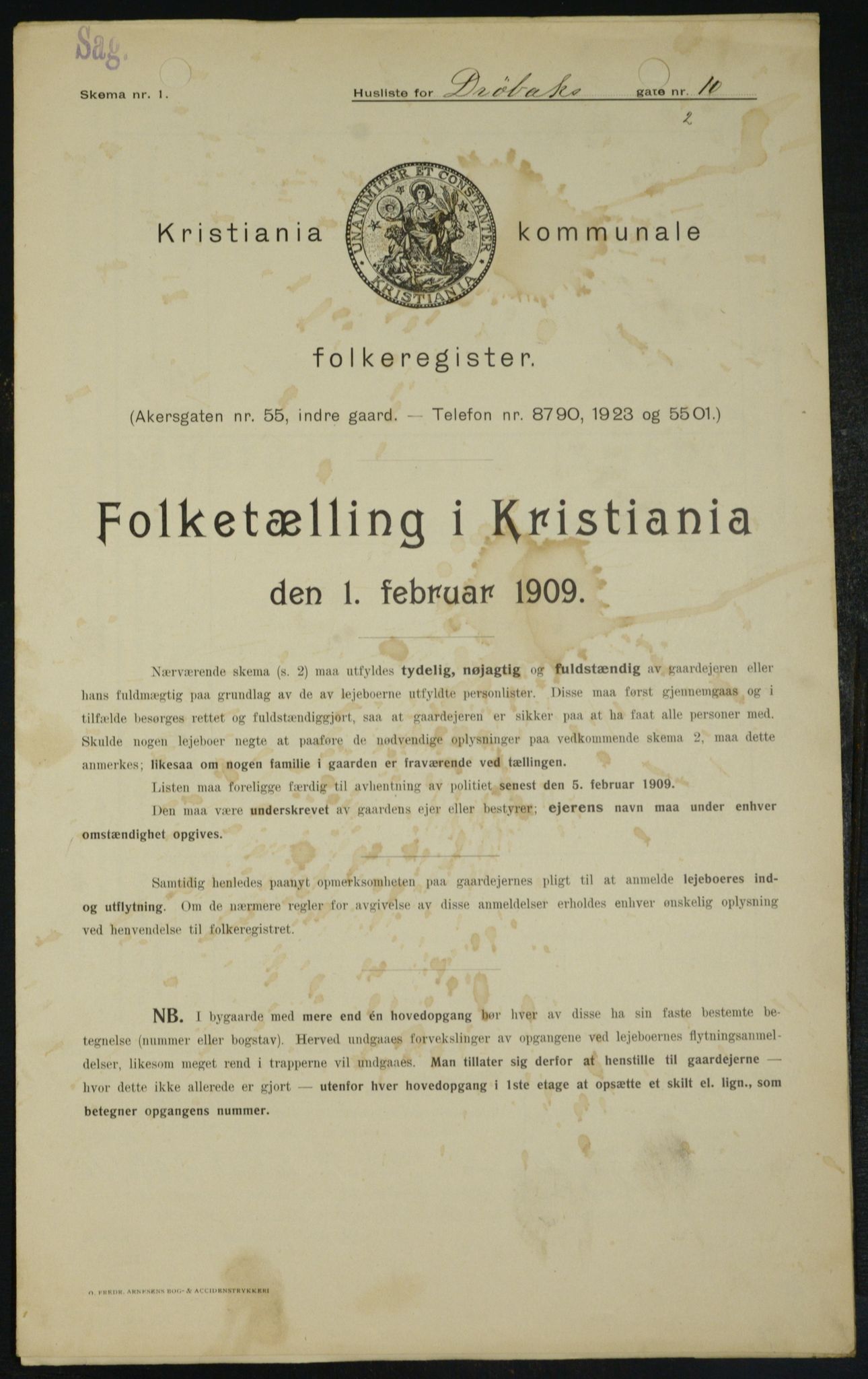 OBA, Municipal Census 1909 for Kristiania, 1909, p. 15877