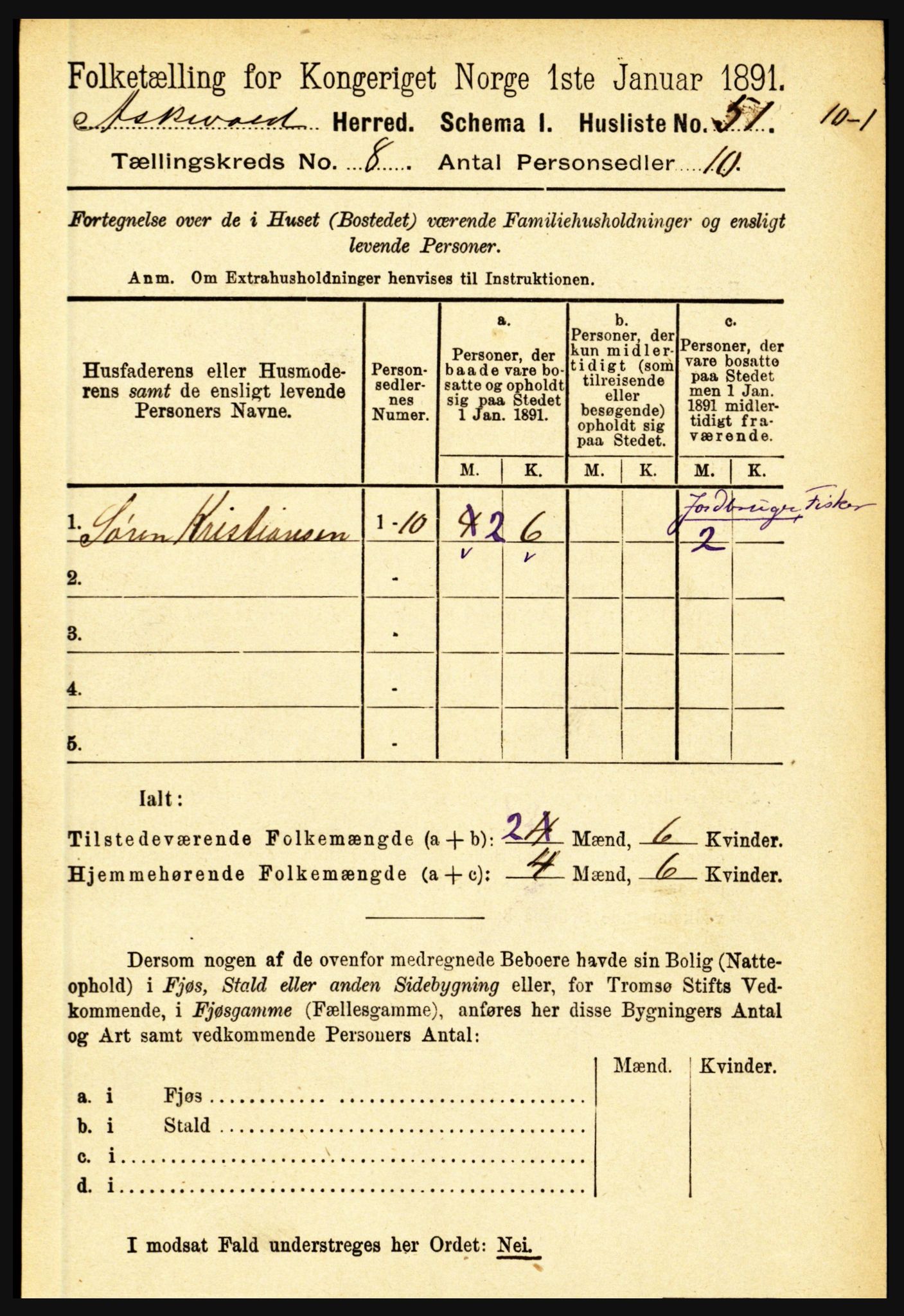 RA, 1891 census for 1428 Askvoll, 1891, p. 2137