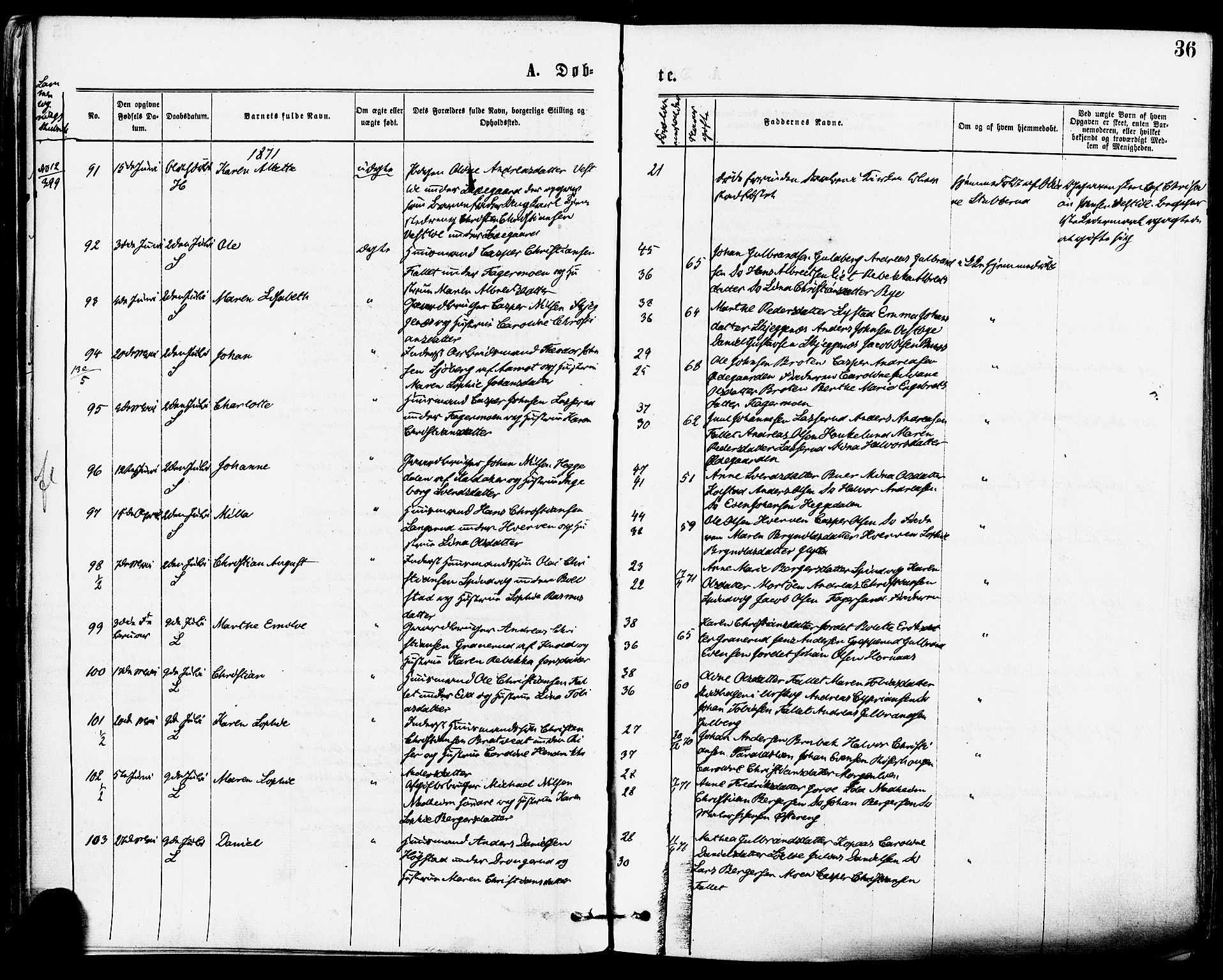 Høland prestekontor Kirkebøker, AV/SAO-A-10346a/F/Fa/L0012.a: Parish register (official) no. I 12A, 1869-1879, p. 36