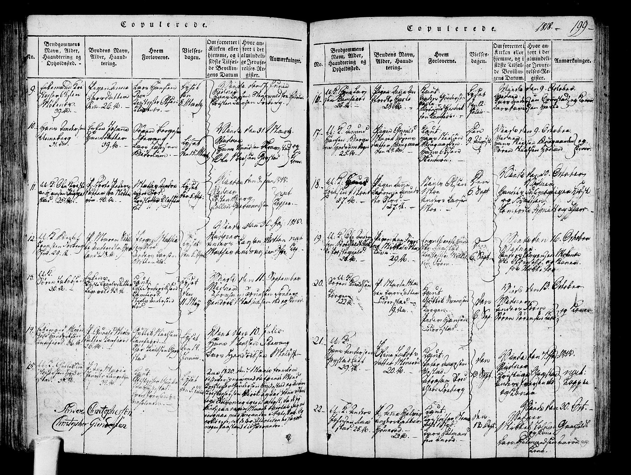 Sandar kirkebøker, SAKO/A-243/F/Fa/L0004: Parish register (official) no. 4, 1814-1832, p. 199