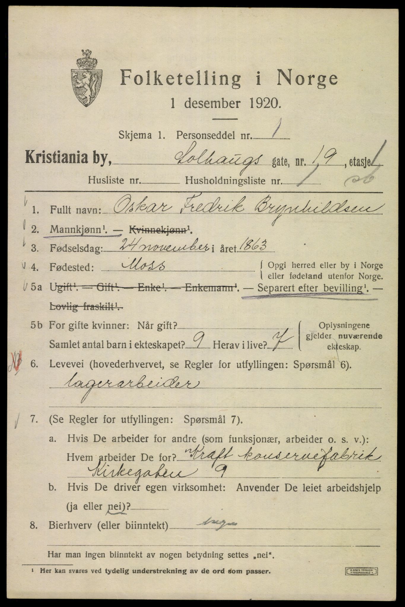 SAO, 1920 census for Kristiania, 1920, p. 527323