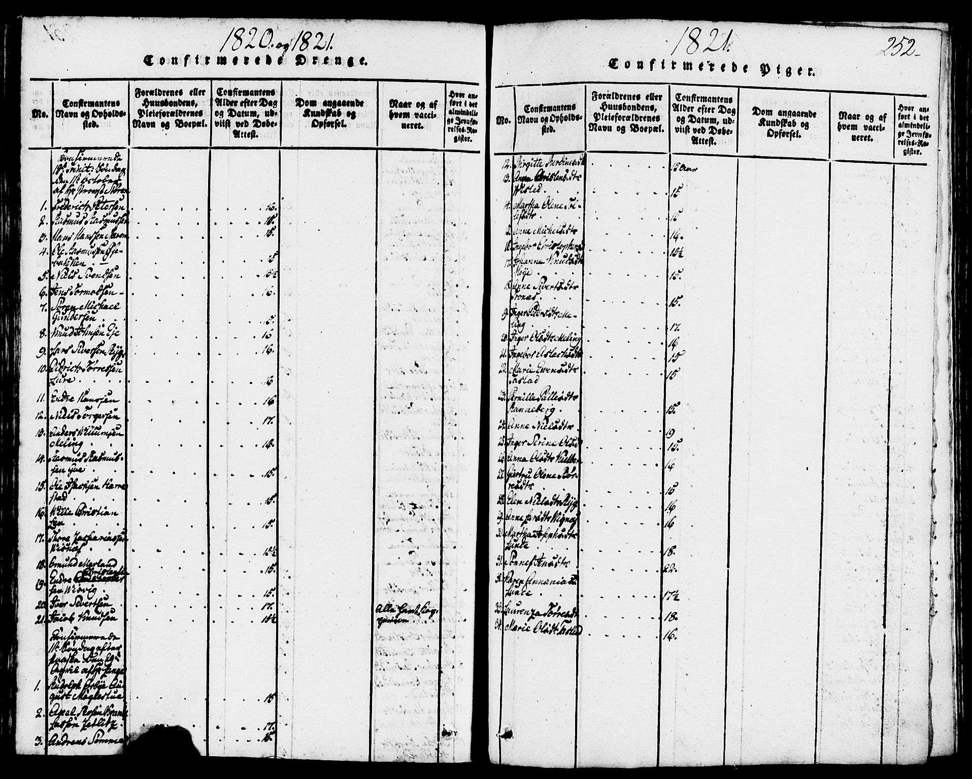 Domkirken sokneprestkontor, AV/SAST-A-101812/001/30/30BB/L0008: Parish register (copy) no. B 8, 1816-1821, p. 252