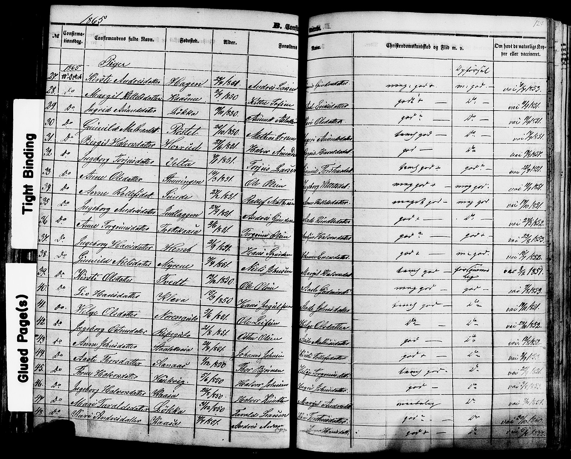 Sauherad kirkebøker, SAKO/A-298/F/Fa/L0007: Parish register (official) no. I 7, 1851-1873, p. 124