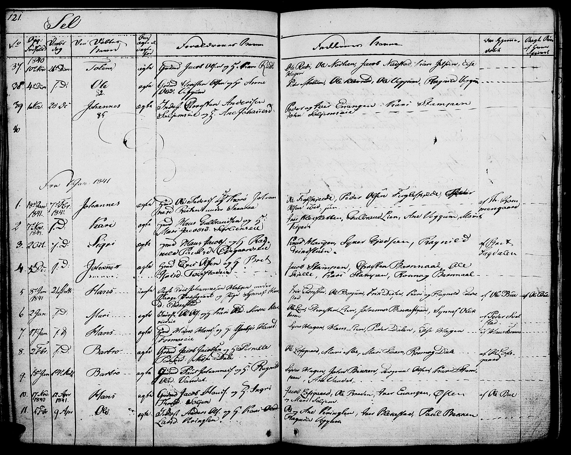 Vågå prestekontor, SAH/PREST-076/H/Ha/Haa/L0004: Parish register (official) no. 4 /3, 1834-1842, p. 121