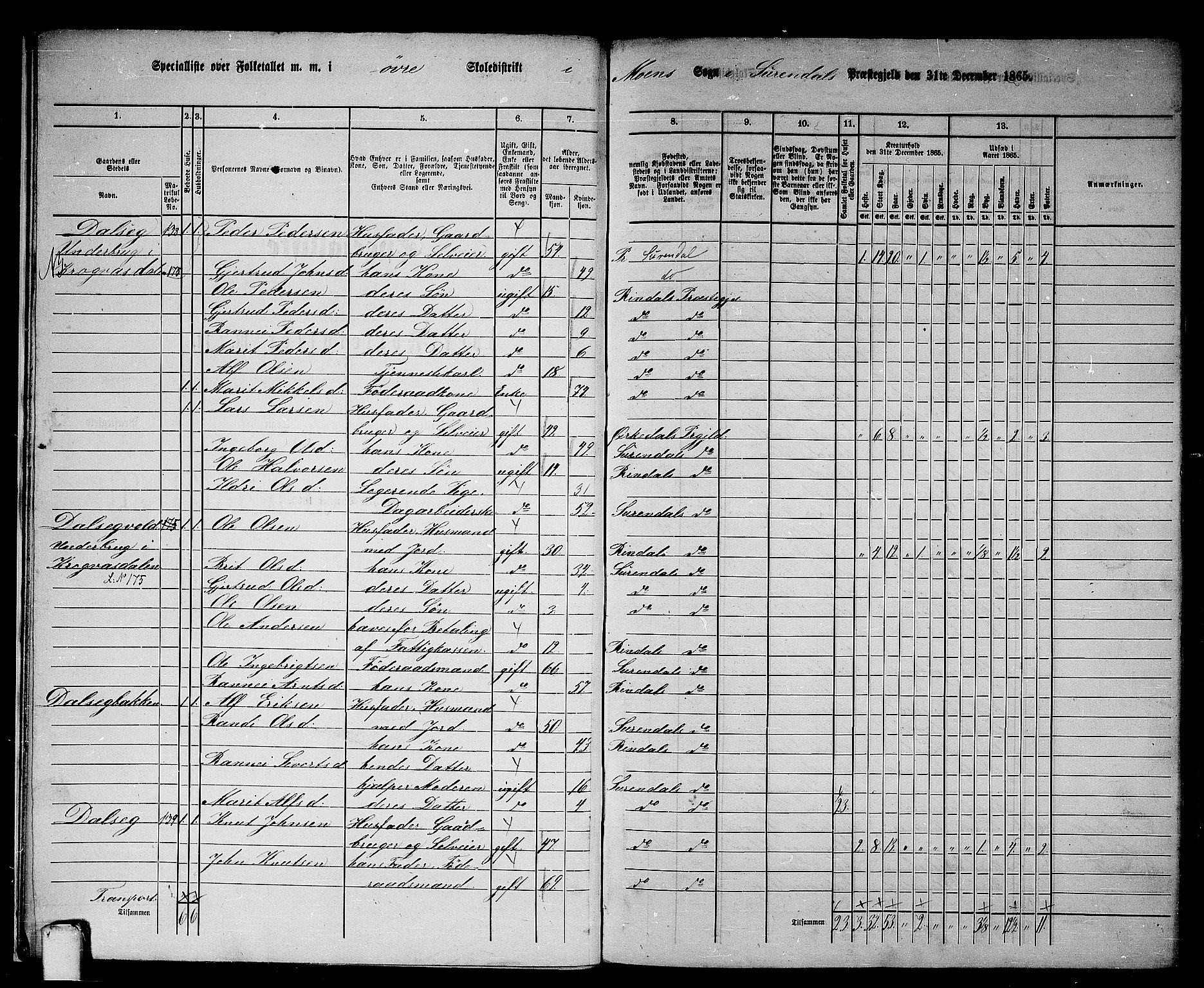 RA, 1865 census for Surnadal, 1865, p. 11