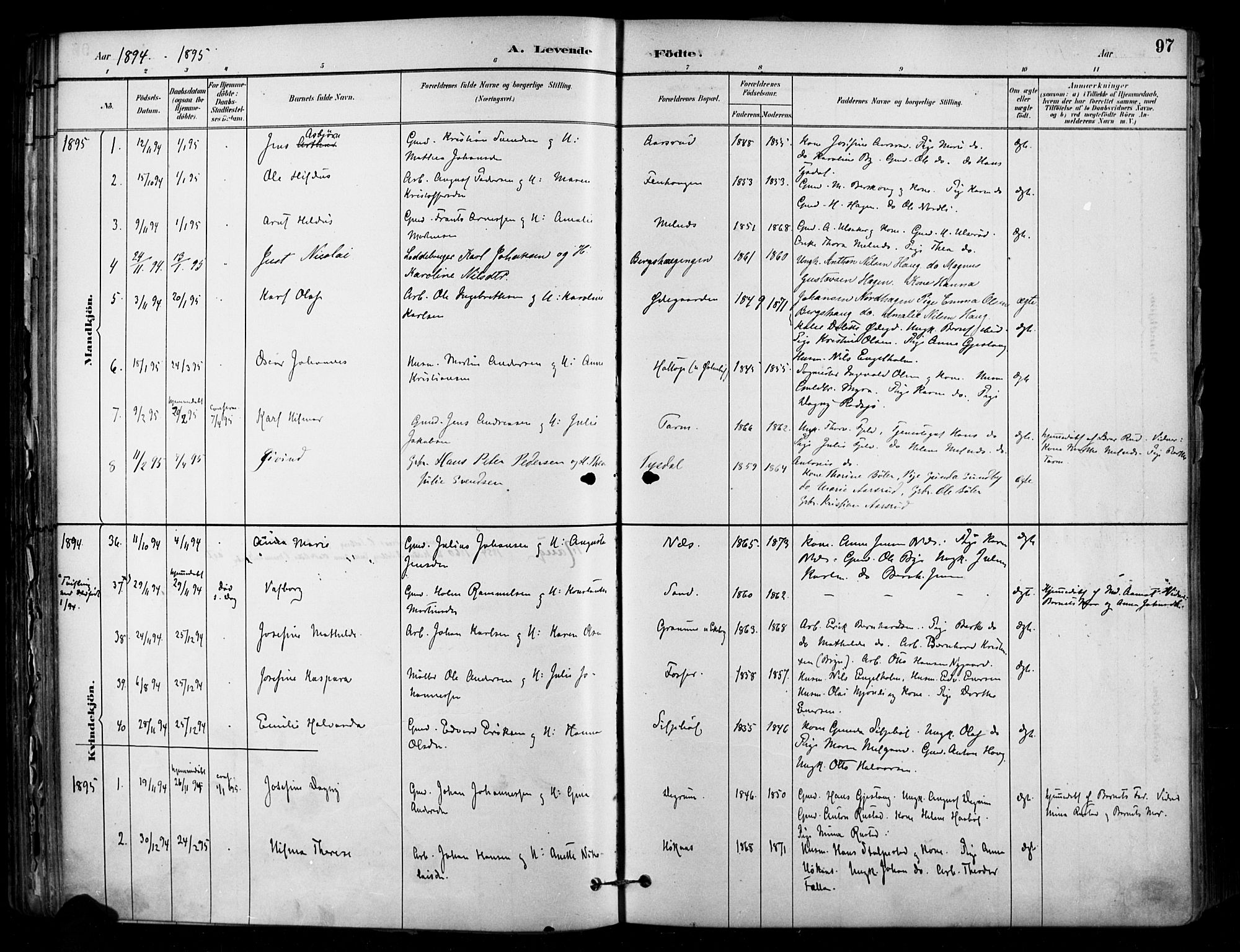 Enebakk prestekontor Kirkebøker, SAO/A-10171c/F/Fa/L0016: Parish register (official) no. I 16, 1883-1898, p. 97