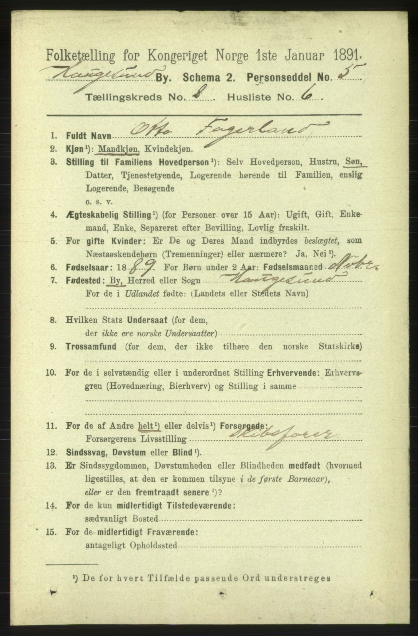 RA, 1891 census for 1106 Haugesund, 1891, p. 3701