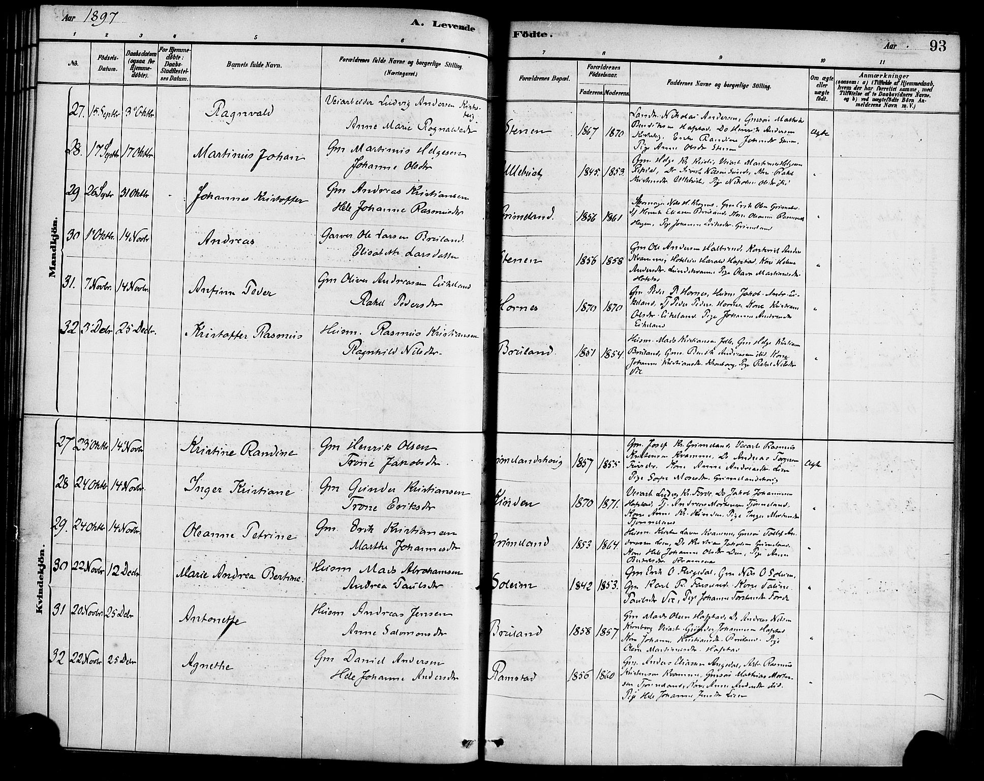 Førde sokneprestembete, AV/SAB-A-79901/H/Haa/Haab/L0001: Parish register (official) no. B 1, 1880-1898, p. 93