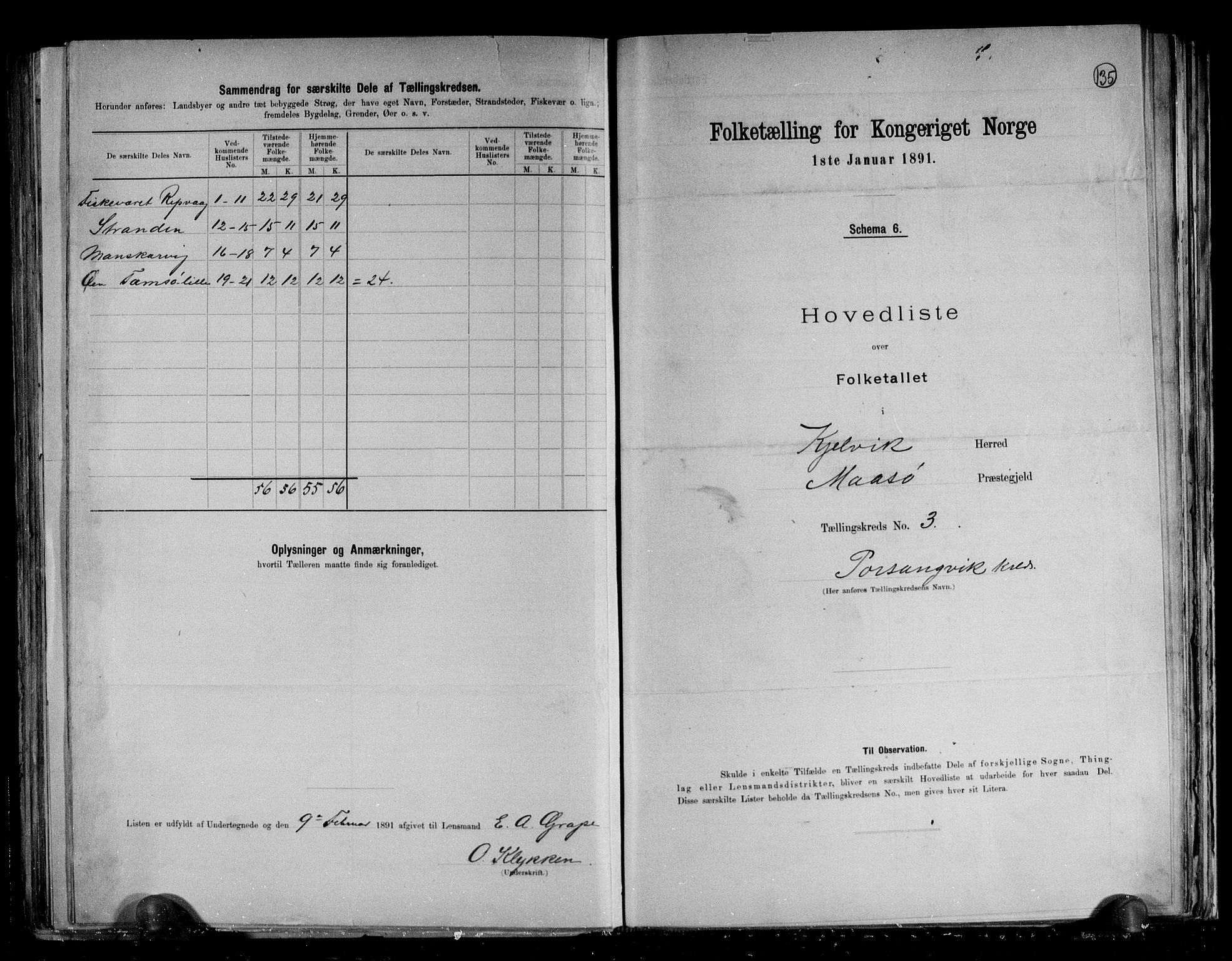 RA, 1891 census for 2019 Kjelvik, 1891, p. 12