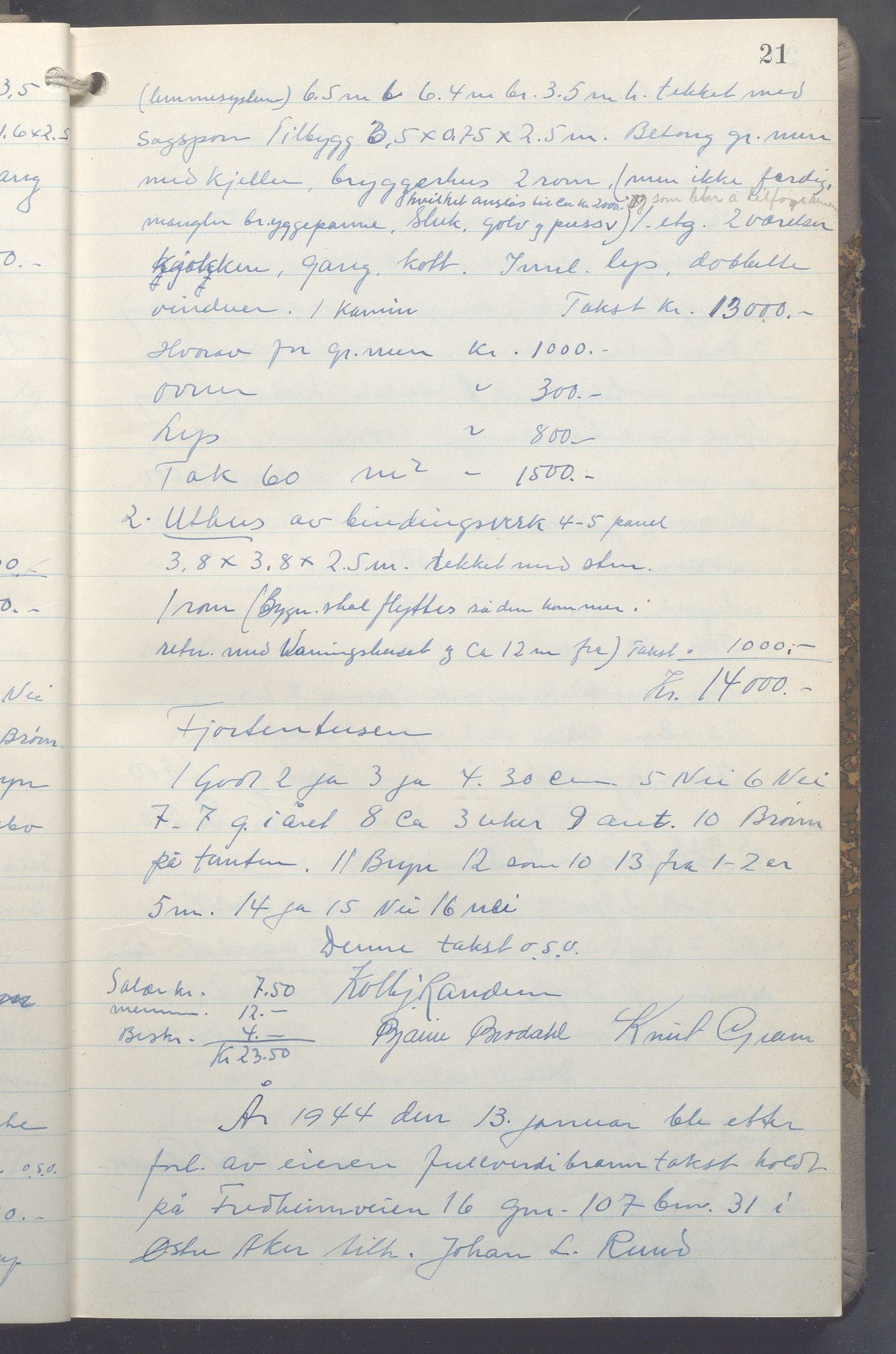 Lensmennene i Aker, OBA/A-10133/F/Fc/L0035: Branntakstprotokoll, 1943-1946, p. 21