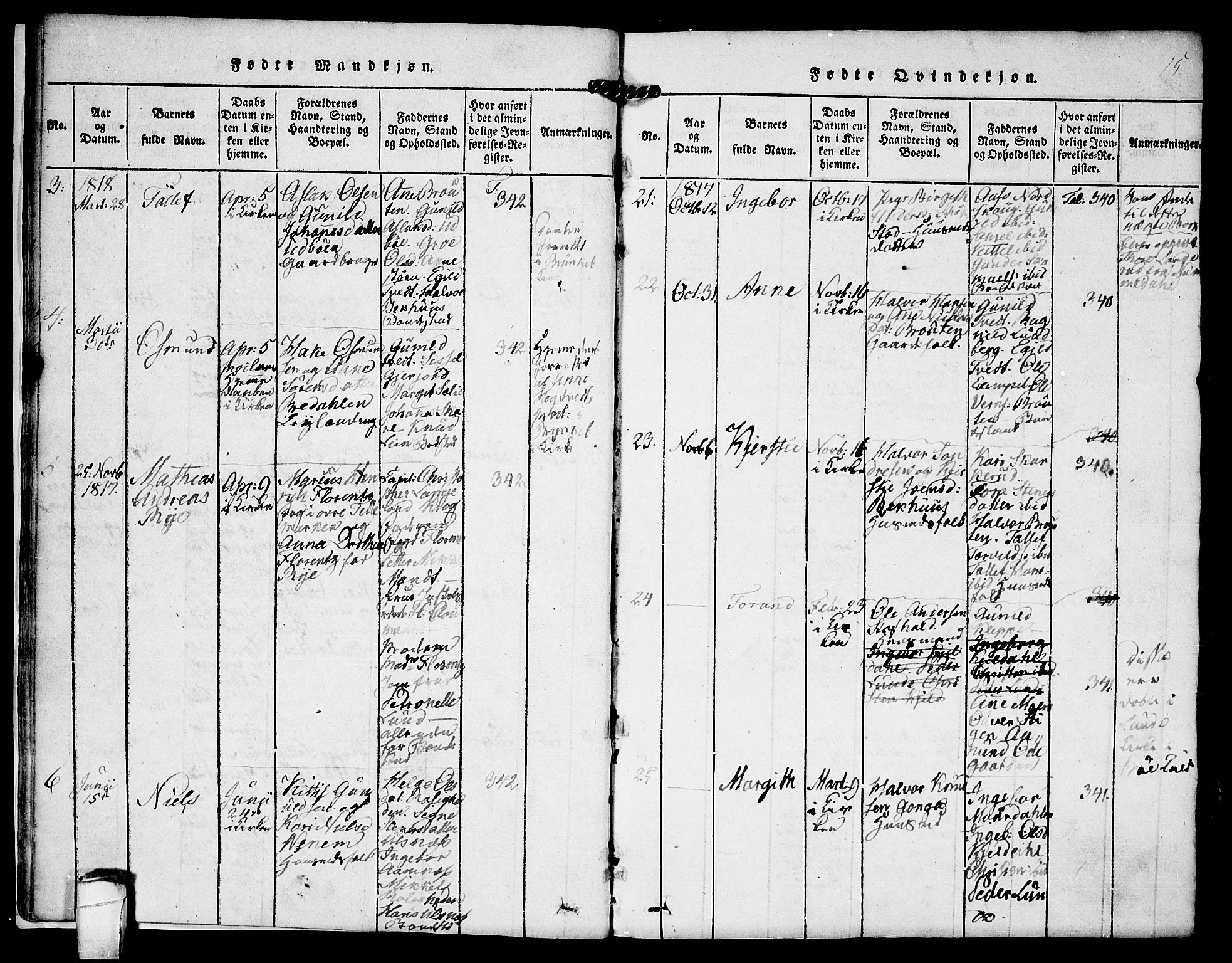 Kviteseid kirkebøker, SAKO/A-276/F/Fa/L0005: Parish register (official) no. I 5, 1815-1836, p. 15