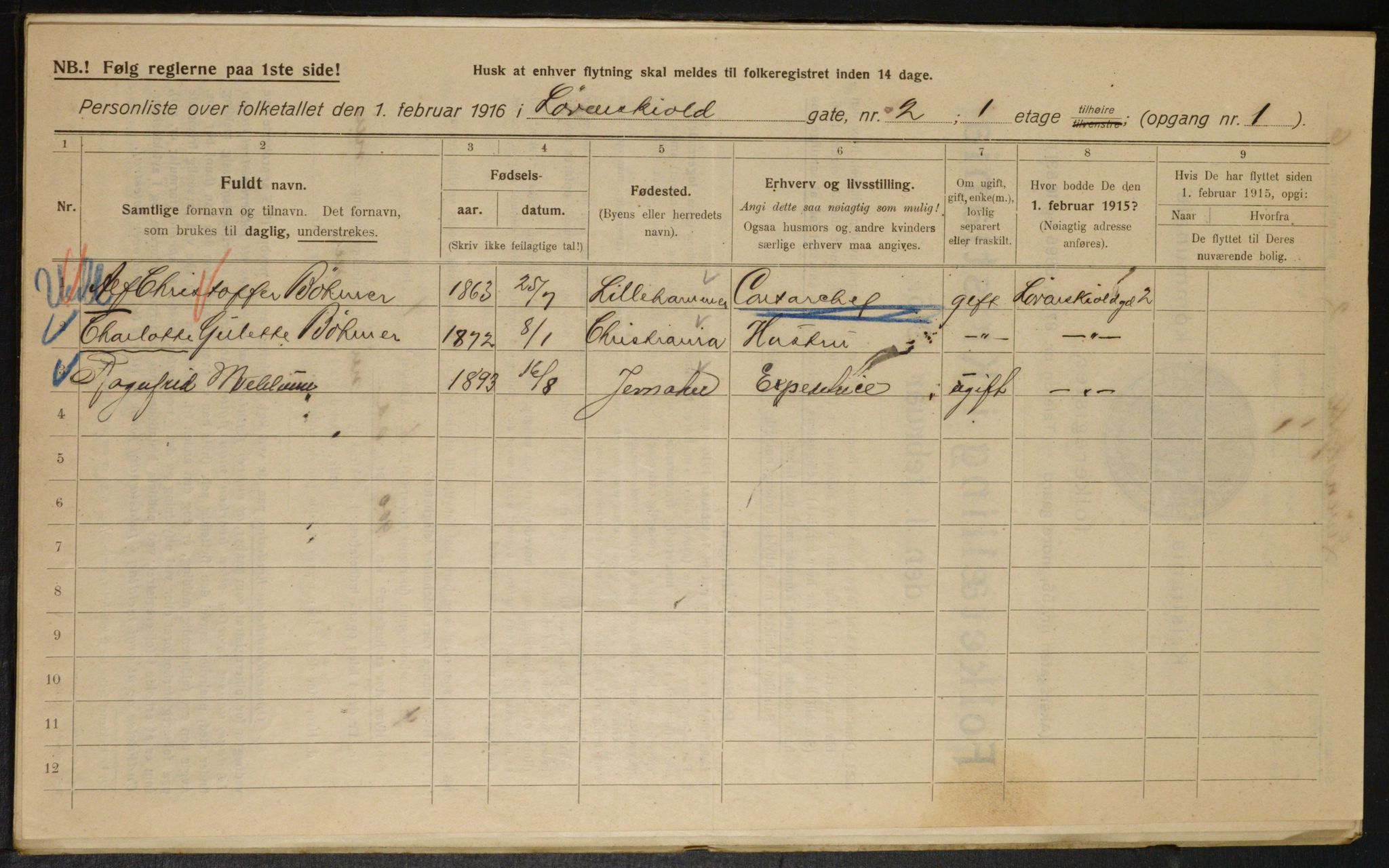 OBA, Municipal Census 1916 for Kristiania, 1916, p. 60123