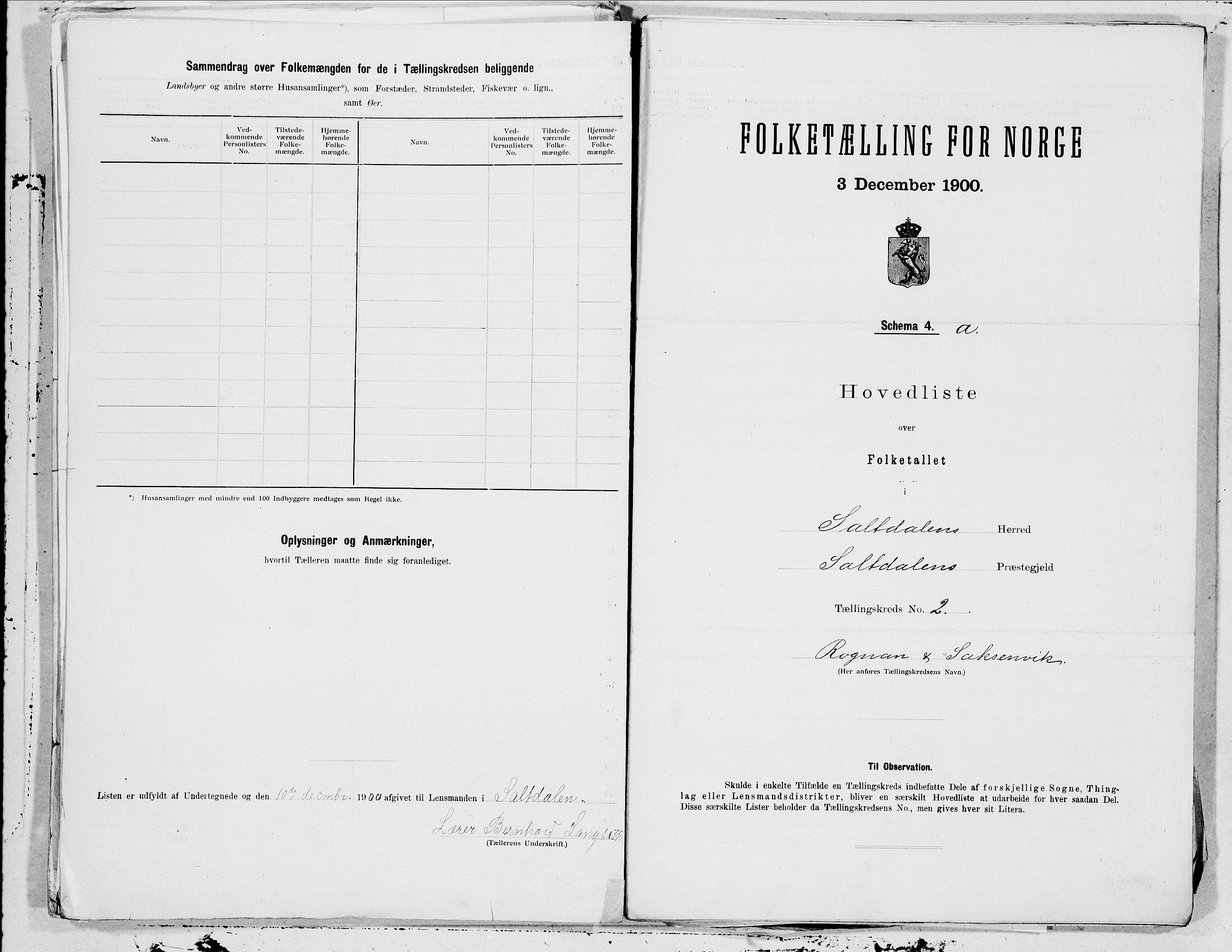 SAT, 1900 census for Saltdal, 1900, p. 4