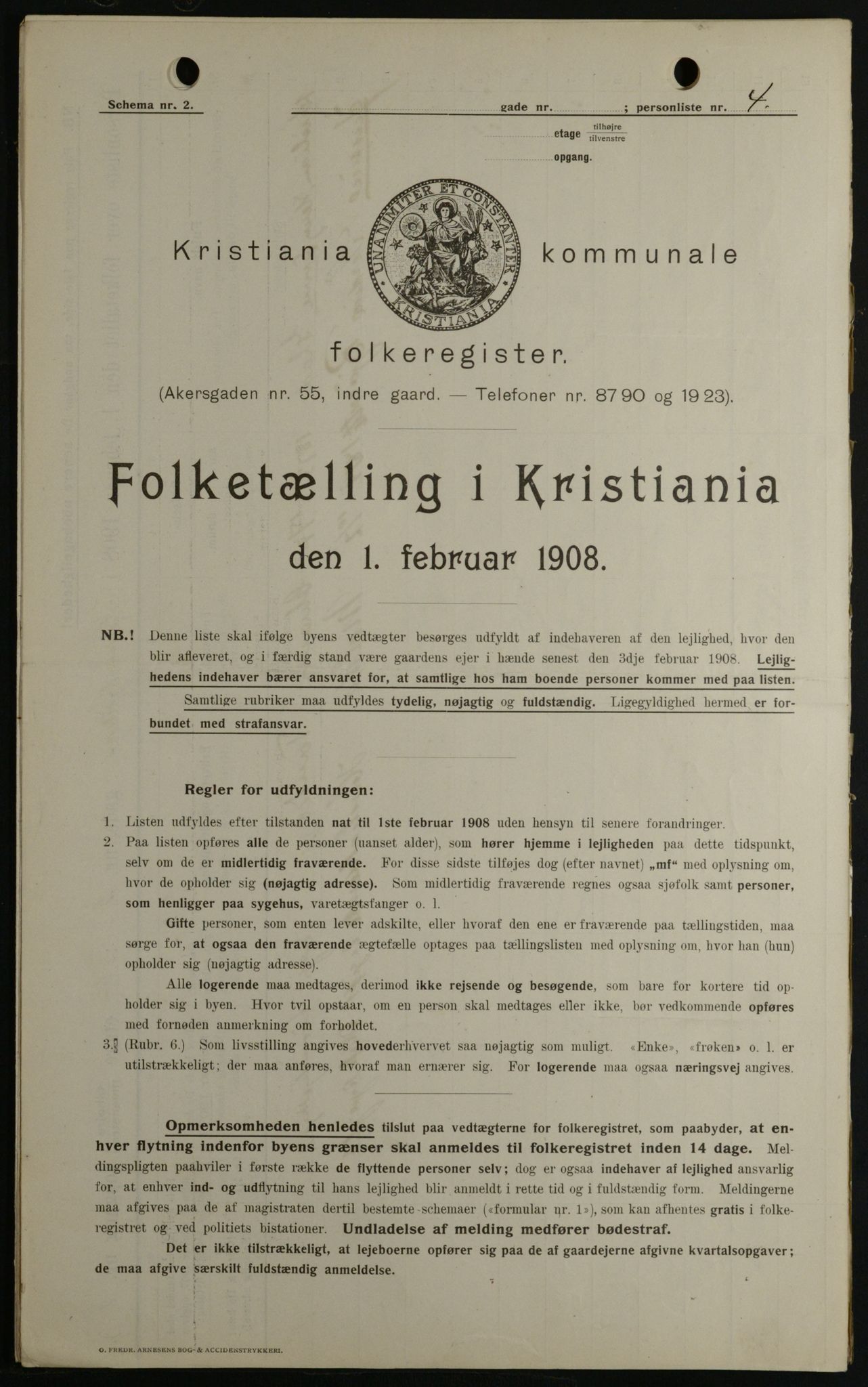 OBA, Municipal Census 1908 for Kristiania, 1908, p. 52525