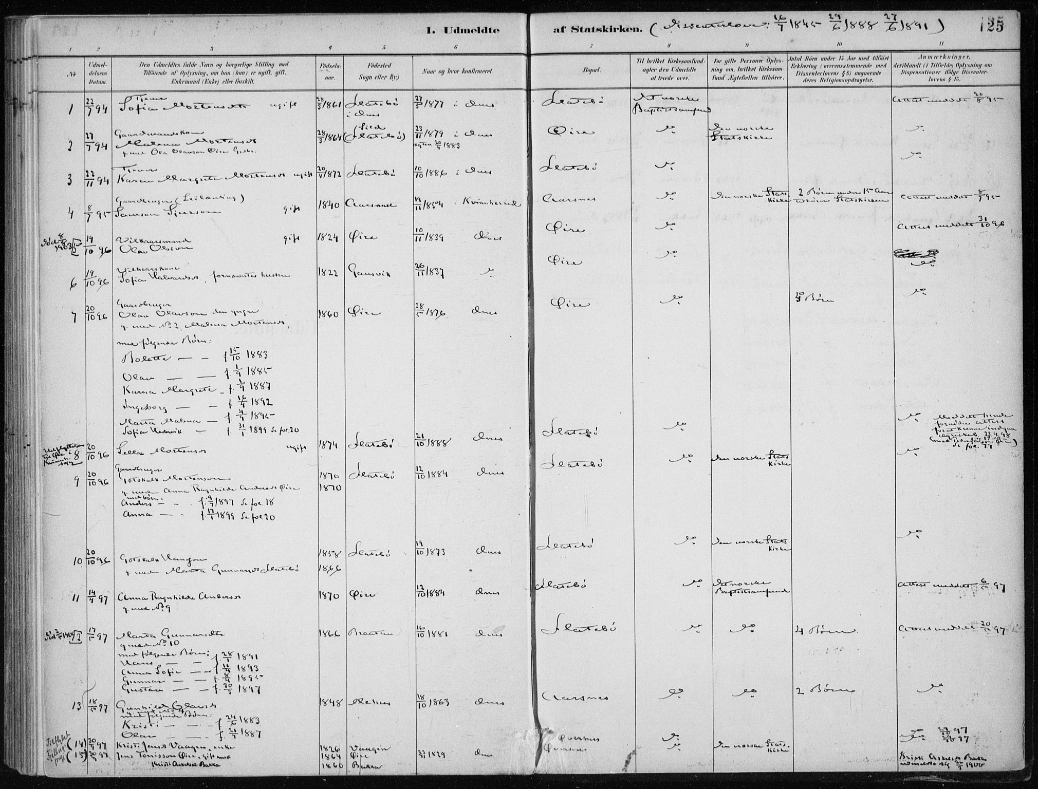 Kvinnherad sokneprestembete, SAB/A-76401/H/Haa: Parish register (official) no. F 1, 1887-1912, p. 125