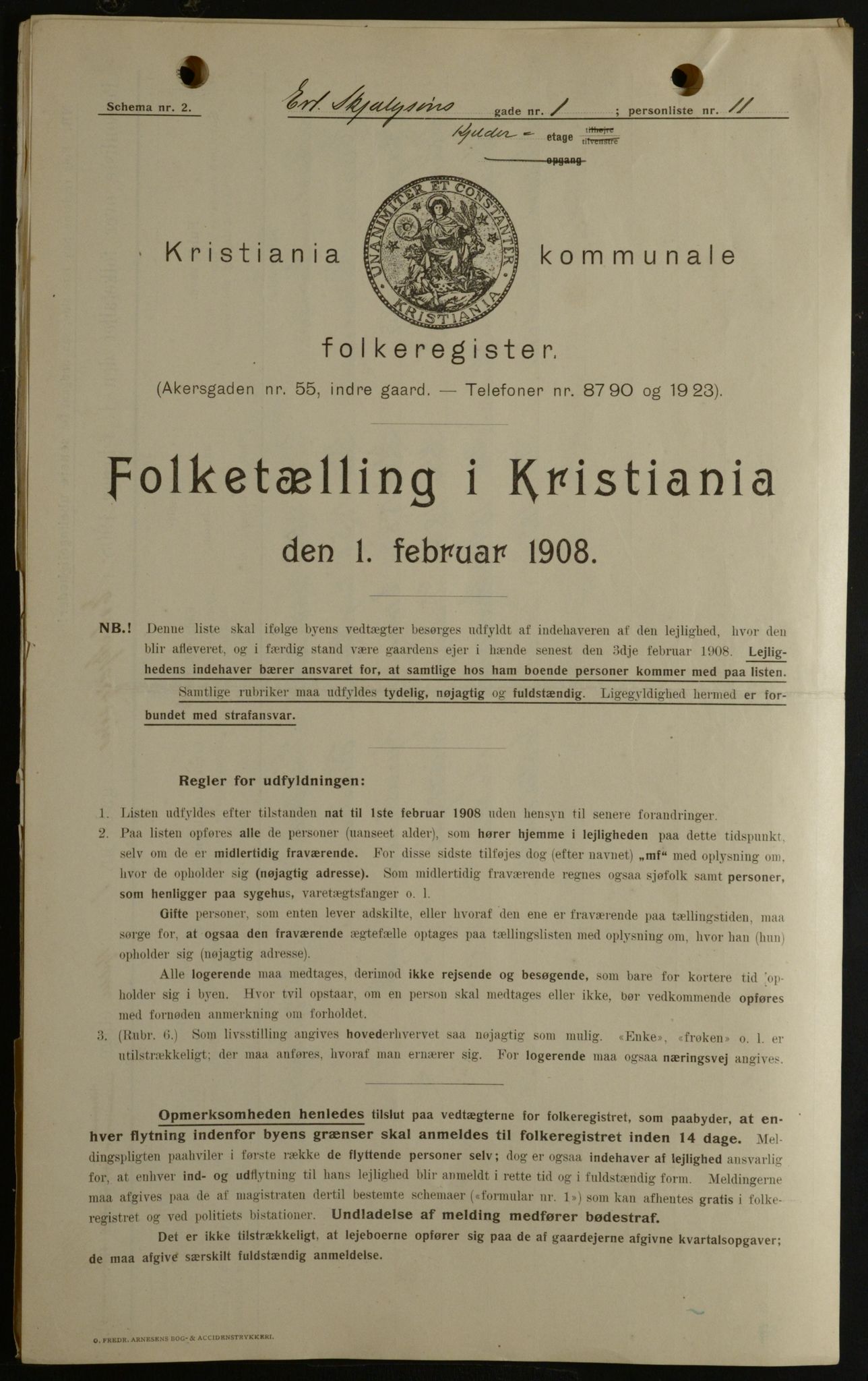 OBA, Municipal Census 1908 for Kristiania, 1908, p. 20056